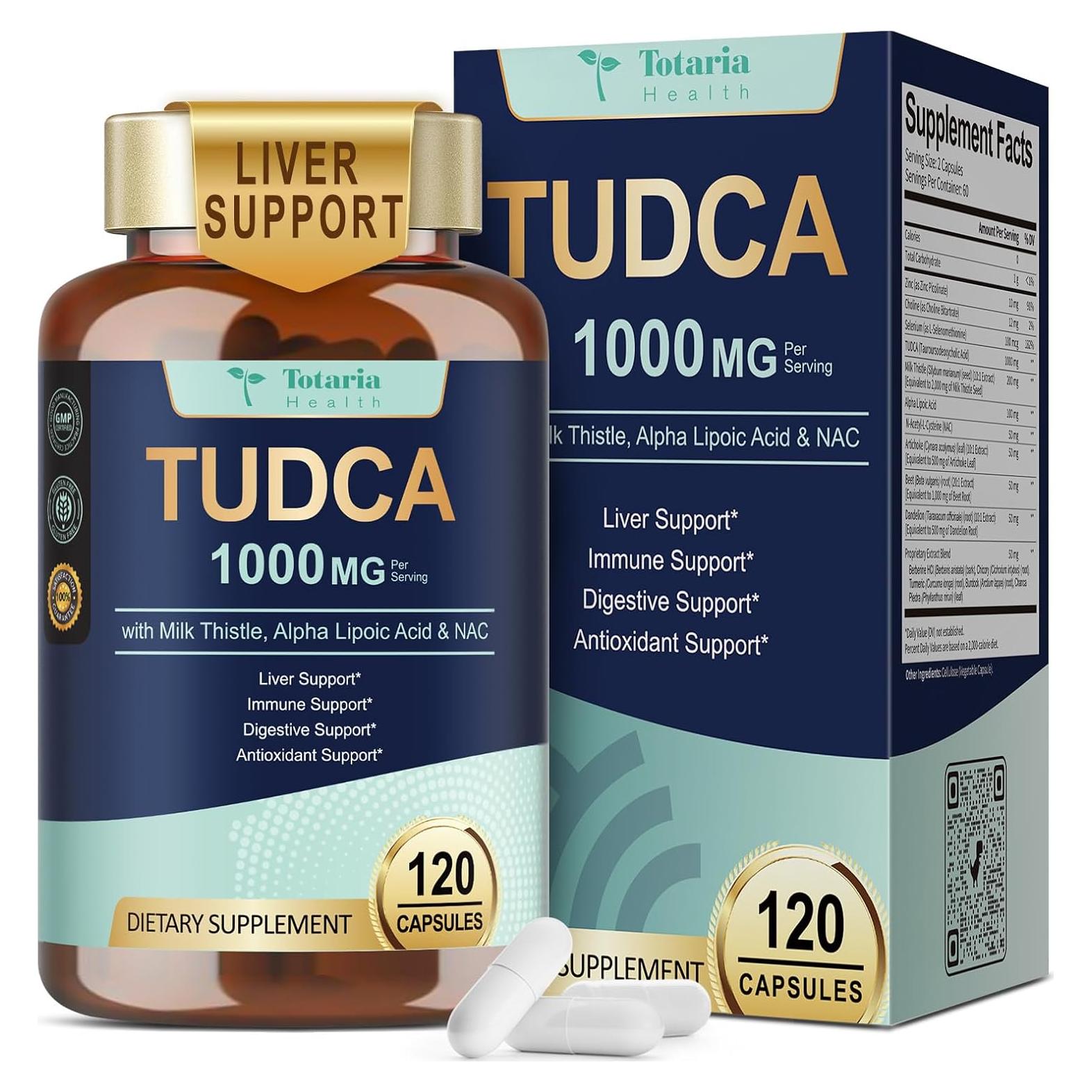 Suplemento Hepático TUDCA Totaria 1000mg Vegano 120 Cts