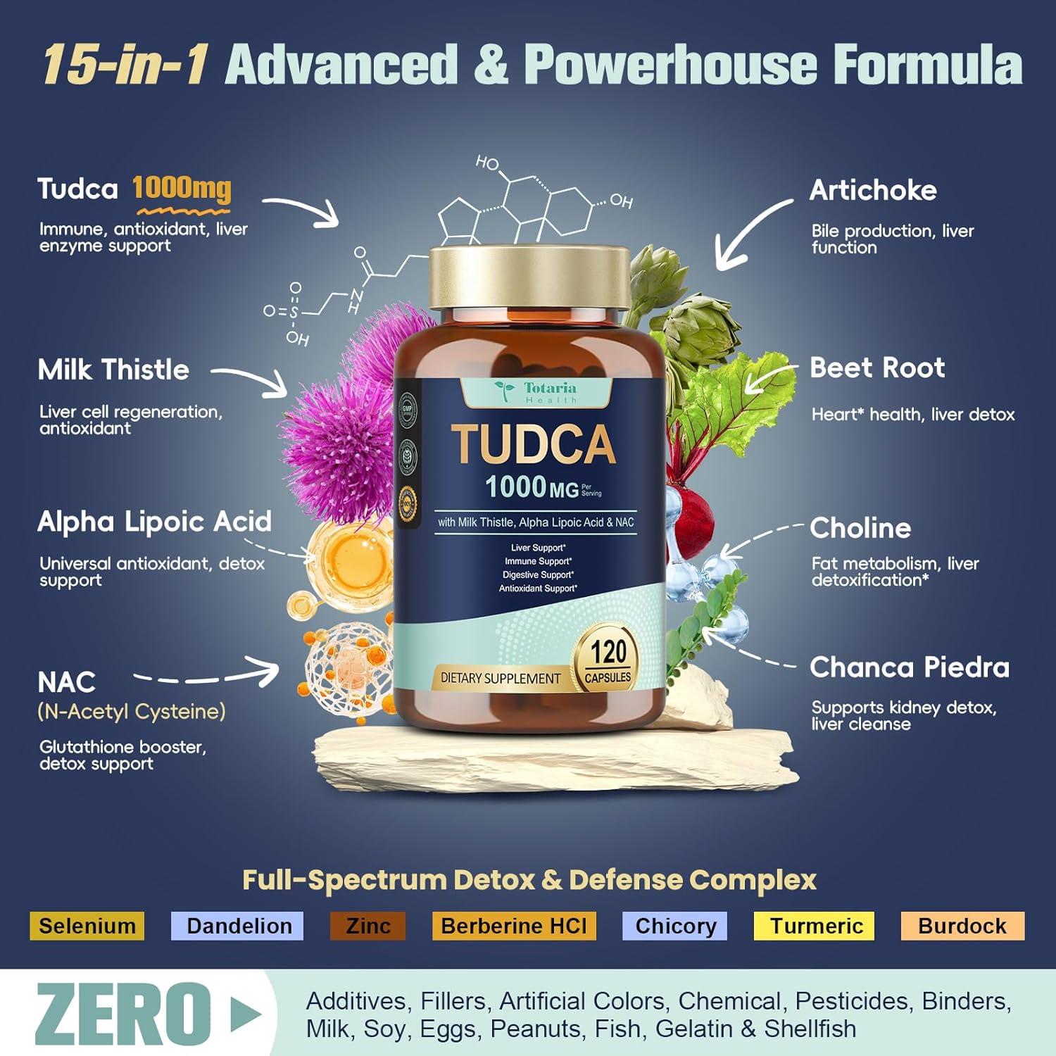 Suplemento Hepático TUDCA Totaria 1000mg Vegano 120 Cts