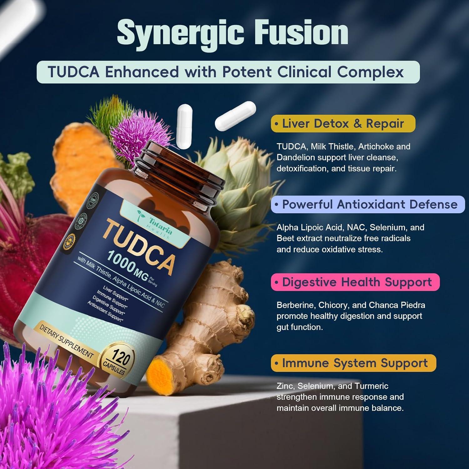 Suplemento Hepático TUDCA Totaria 1000mg Vegano 120 Cts