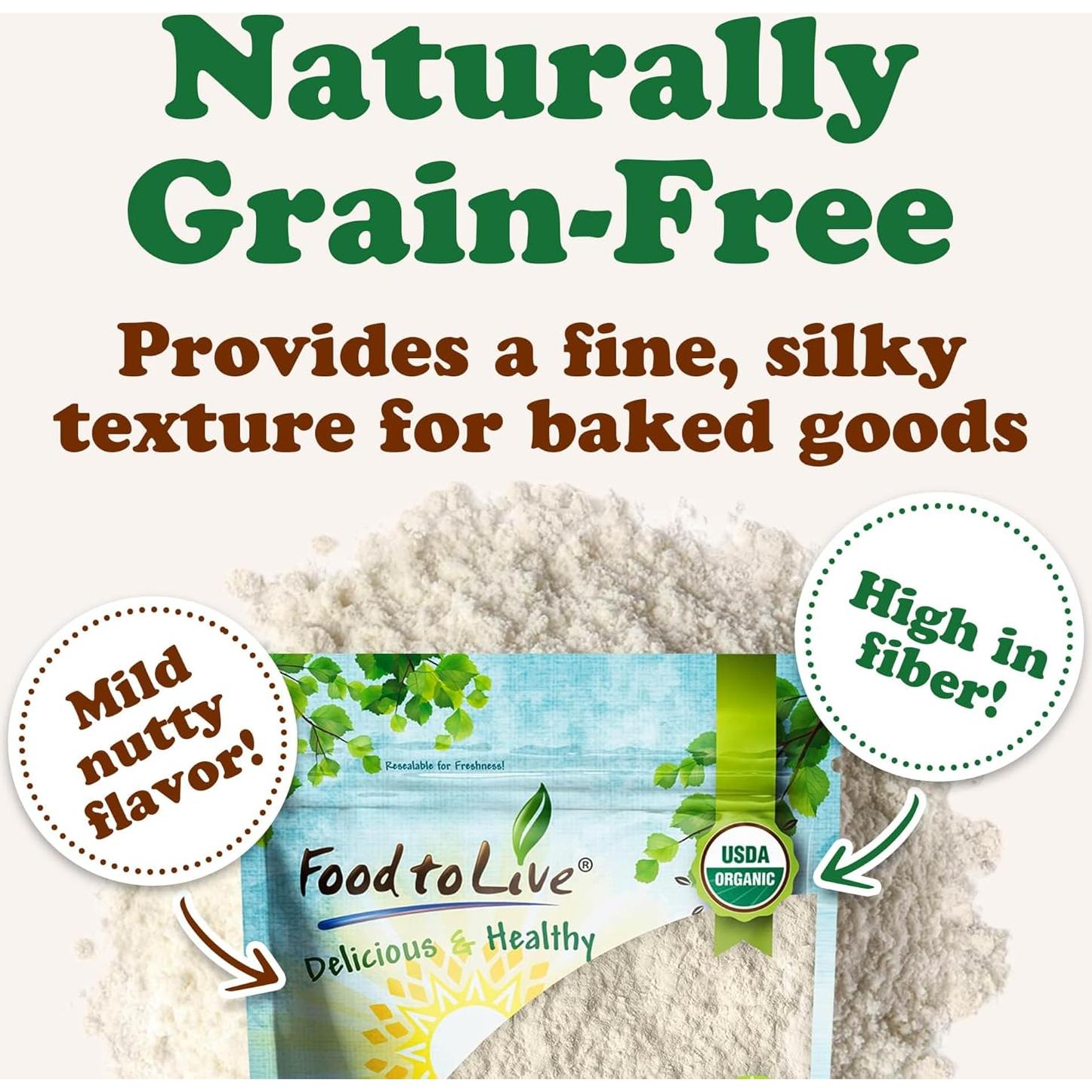 Harina de Yuca Orgánica Food to Live 1.81 kg - Sin Gluten, Vegana