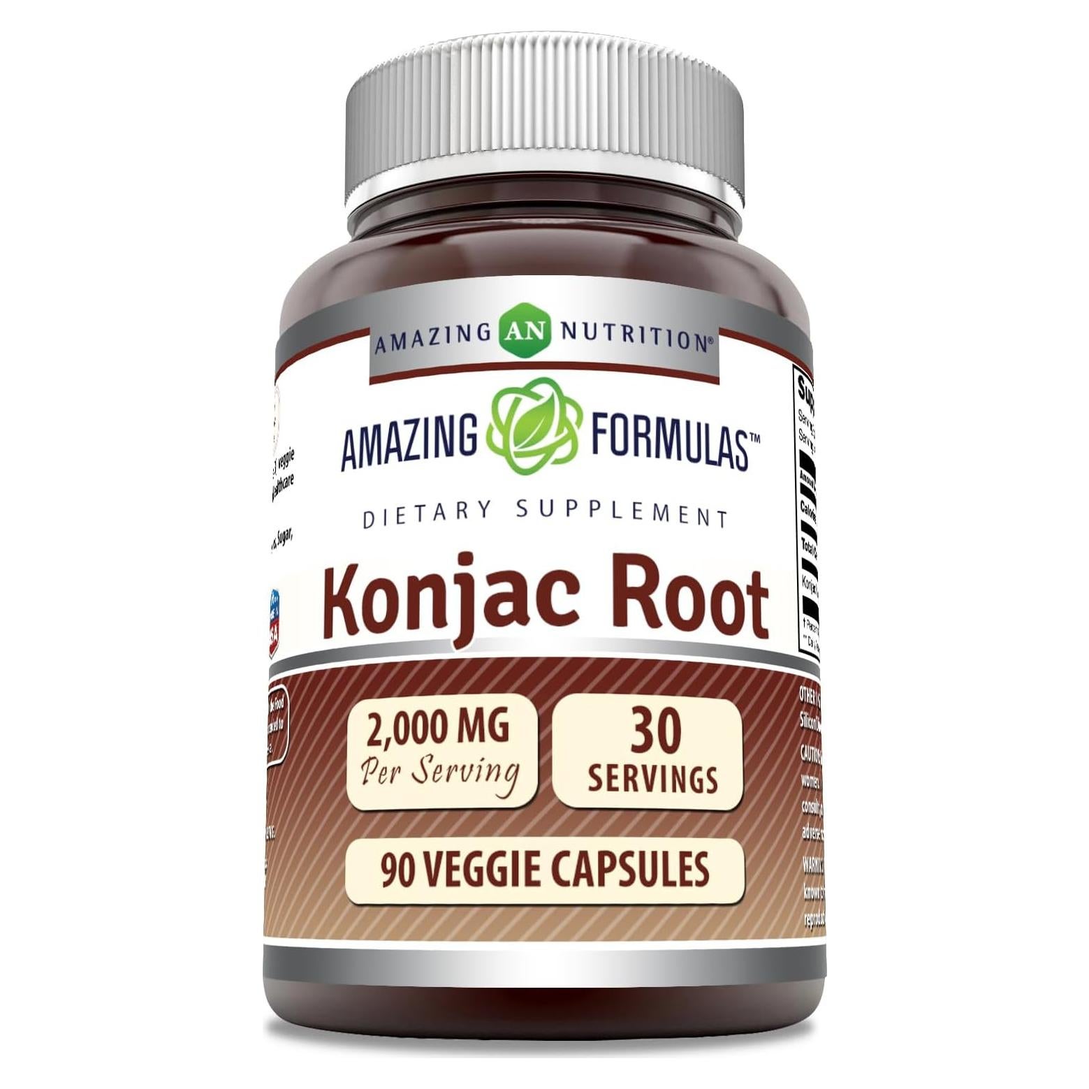 Suplemento de Raíz de Konjac Nutrición Asombrosa 2000 Mg 90 Cápsulas