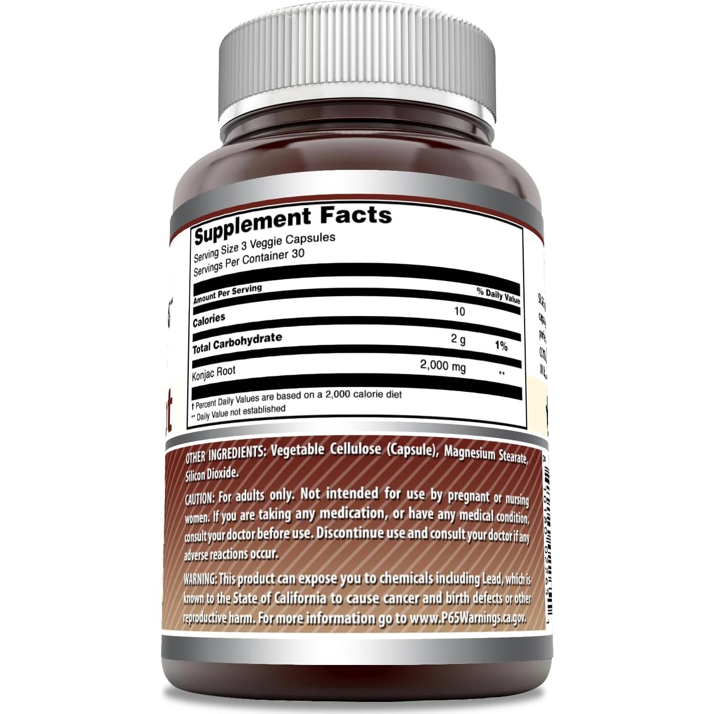 Suplemento de Raíz de Konjac Nutrición Asombrosa 2000 Mg 90 Cápsulas