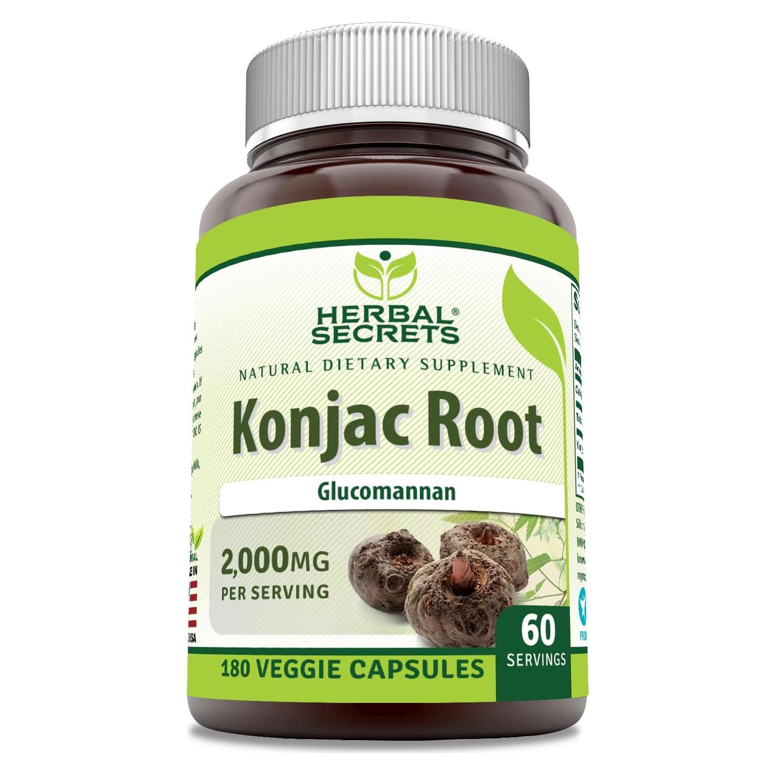 Suplemento de raíz de konjac Herbal Secrets 2000 mg 180 cápsulas