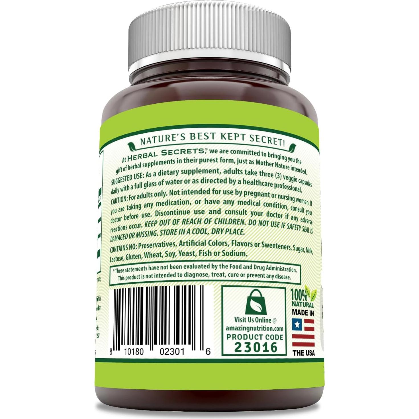 Suplemento de raíz de konjac Herbal Secrets 2000 mg 180 cápsulas