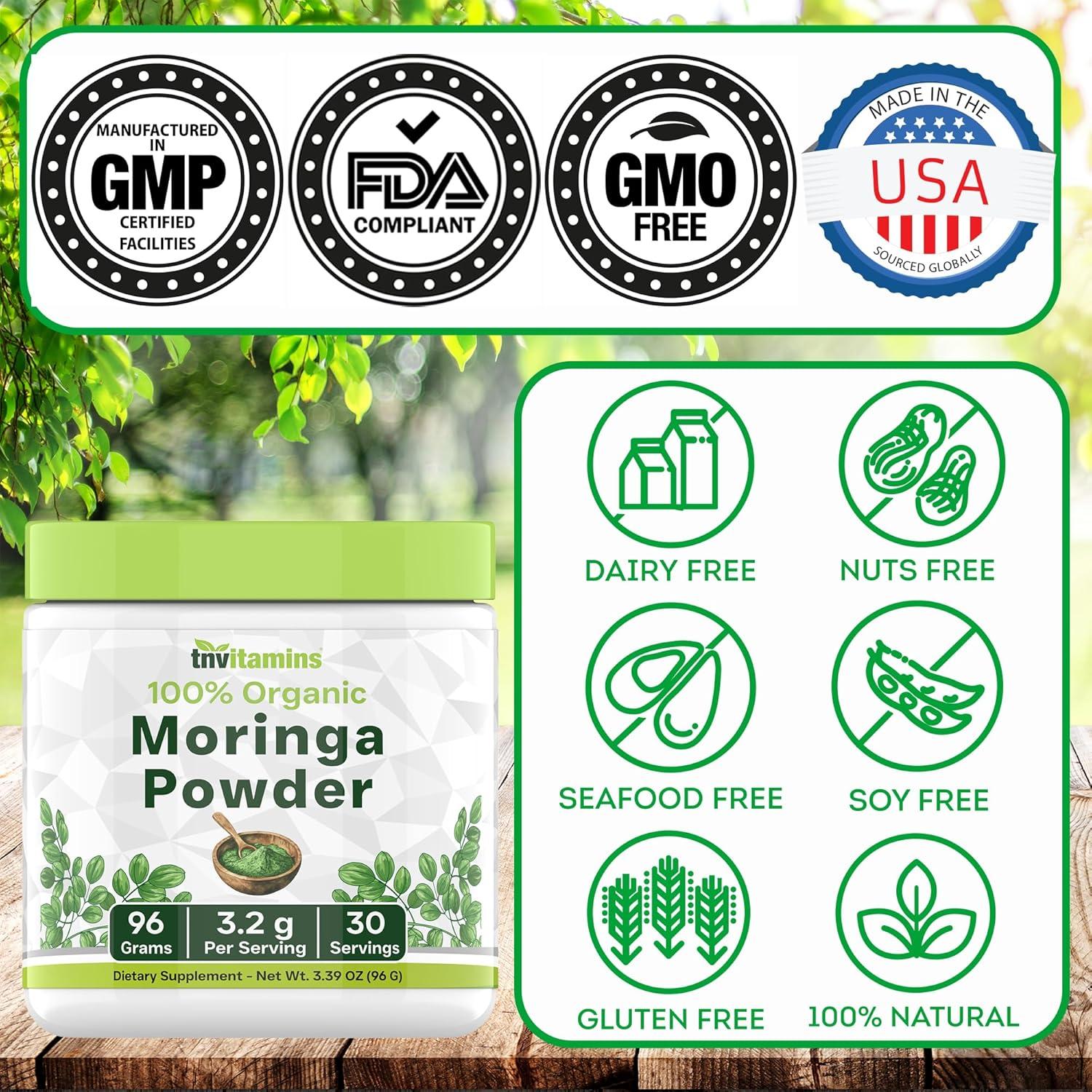 Polvo de Moringa Orgánico TNVitamins 100% Puro 132g