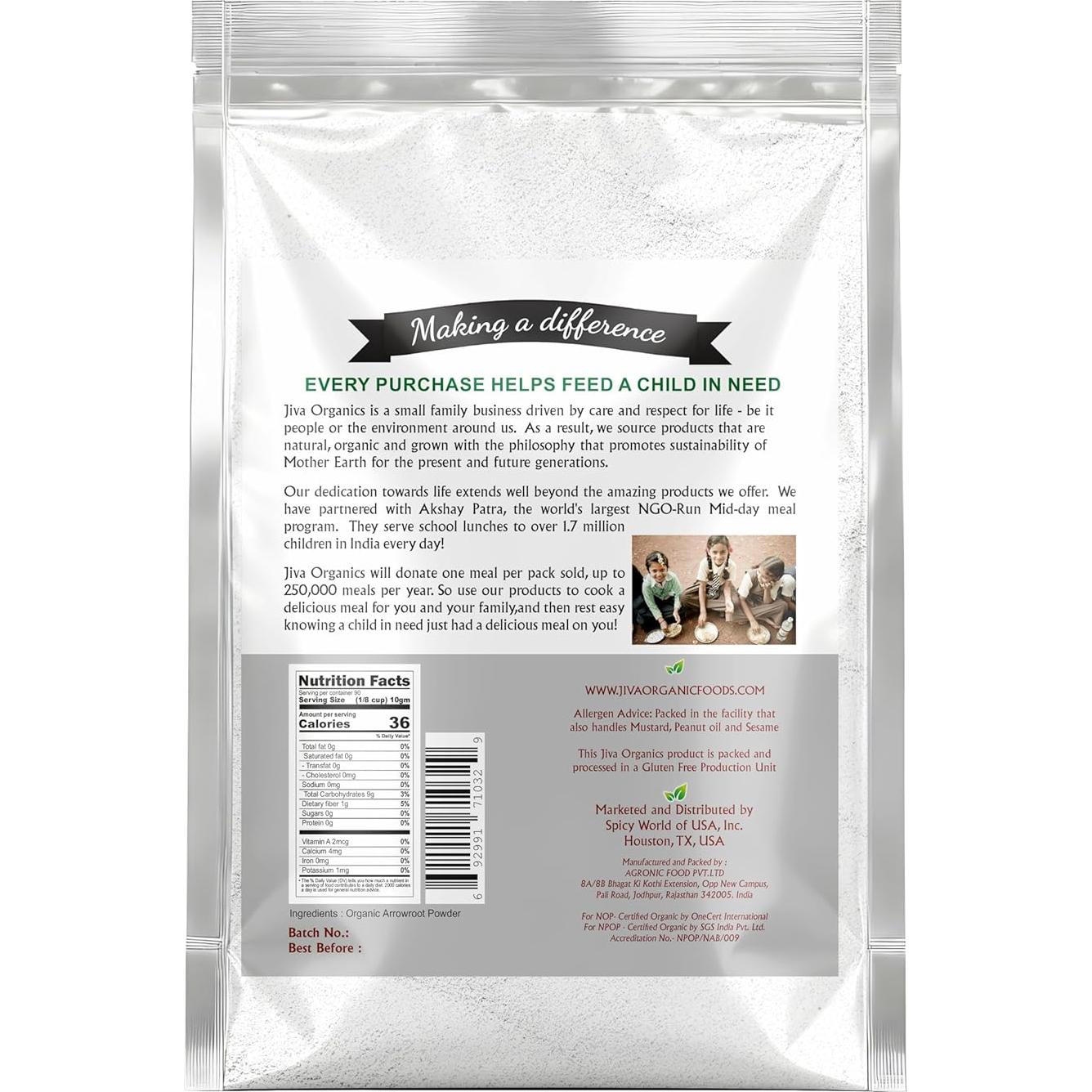 Harina de Arrurruz Orgánica Jiva Organics 907g Sin Gluten