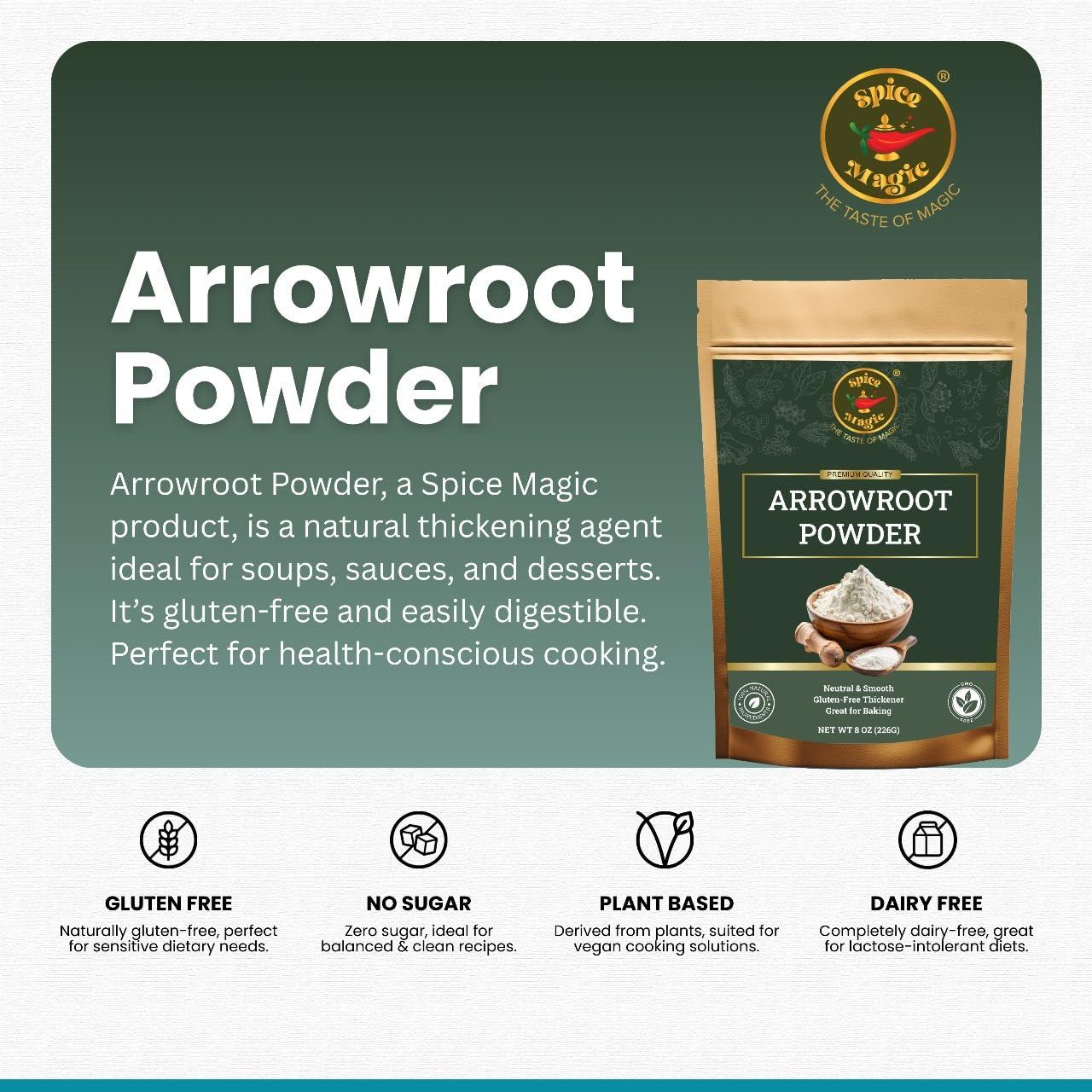 Polvo de Arrurruz Spice Magic 226g - Sin Gluten, Ideal para Salsas
