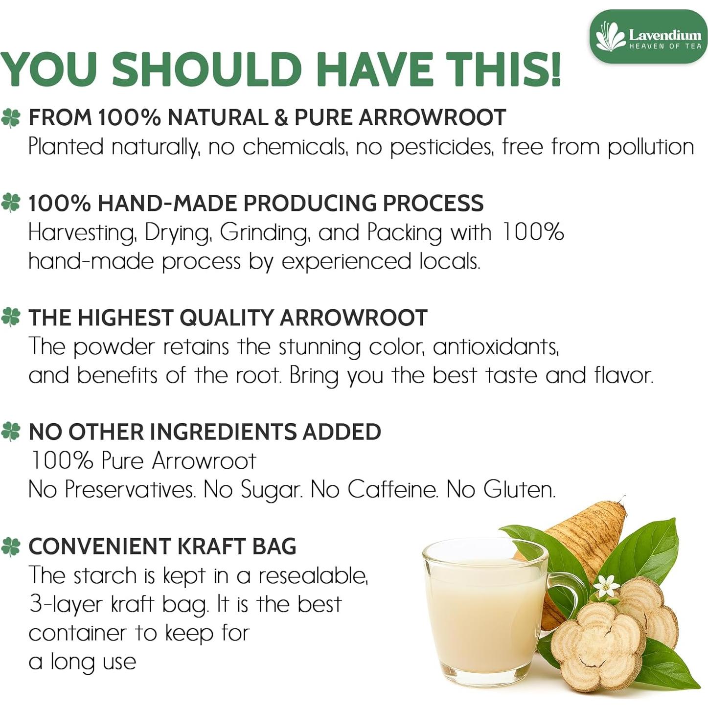 Almidón de Arrurruz Premium Lavendium 500g - Sin Gluten, Vegano