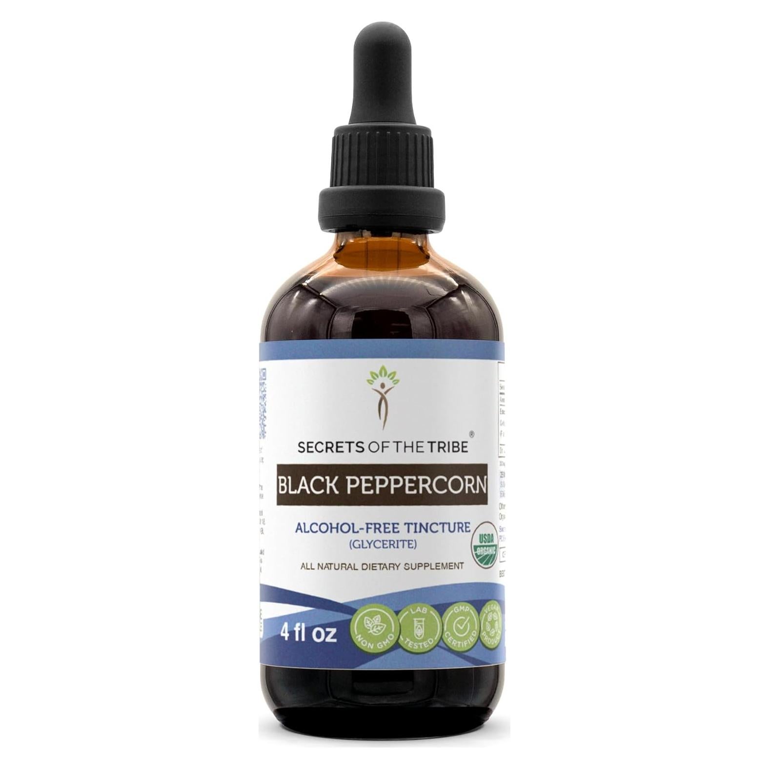 Tintura de Pimienta Negra Orgánica USDA 118.29 ML - Secrets of the Tribe