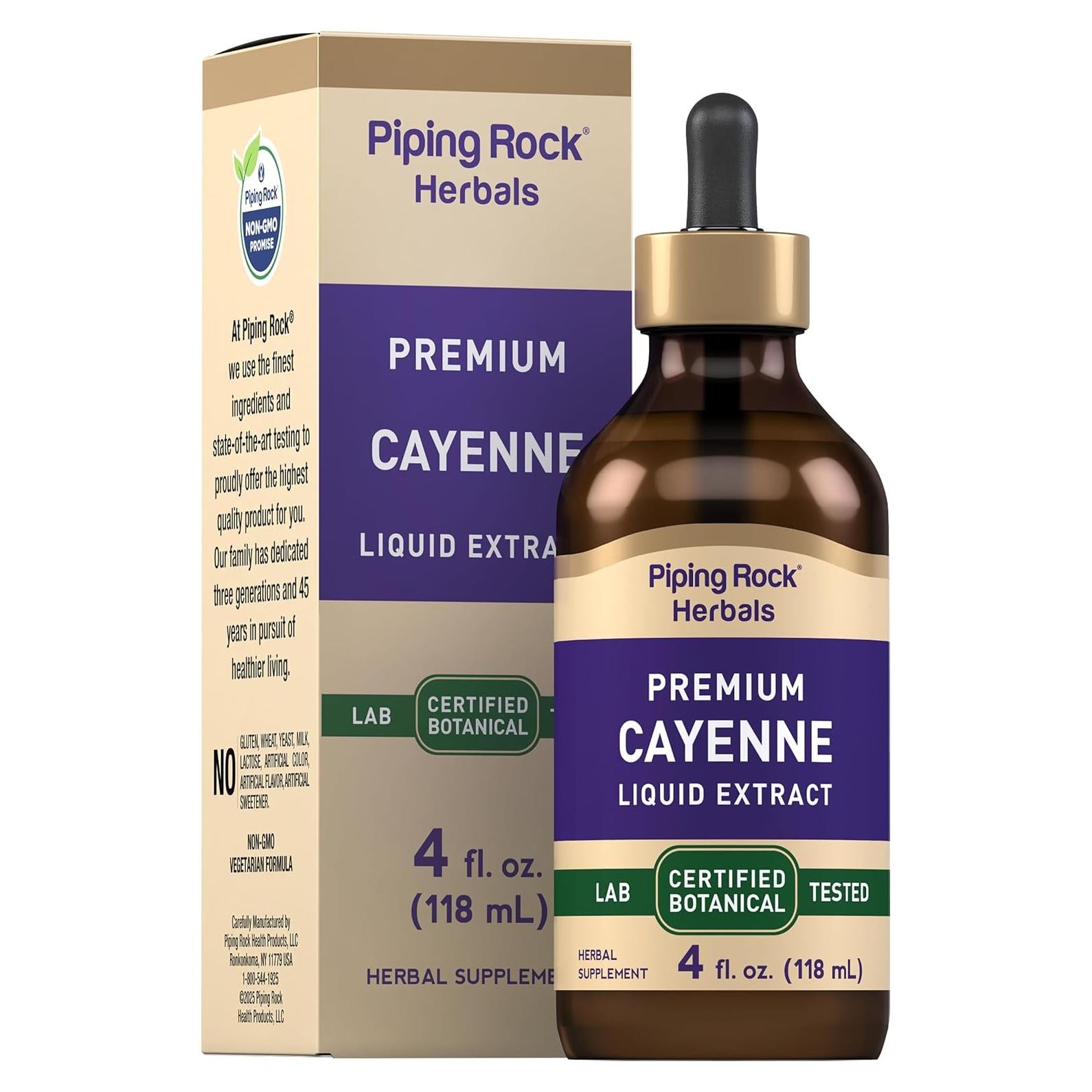 Gotas de Pimiento Cayena Piping Rock 118 ml | Extracto Líquido Vegetariano