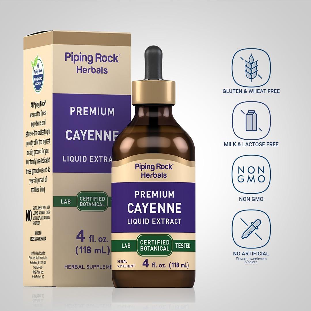 Gotas de Pimiento Cayena Piping Rock 118 ml | Extracto Líquido Vegetariano