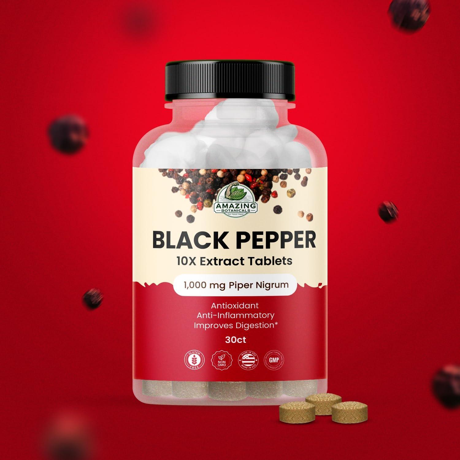 Tabletas de Extracto de Pimienta Negra Amazing Botanicals 1000mg