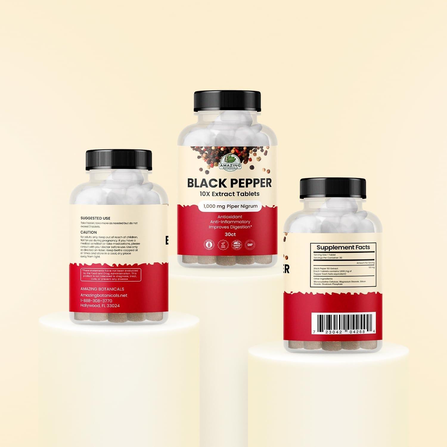 Tabletas de Extracto de Pimienta Negra Amazing Botanicals 1000mg