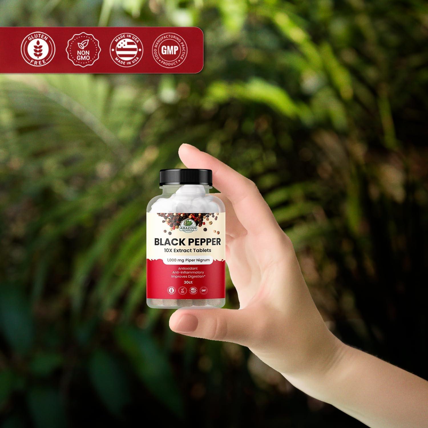 Tabletas de Extracto de Pimienta Negra Amazing Botanicals 1000mg