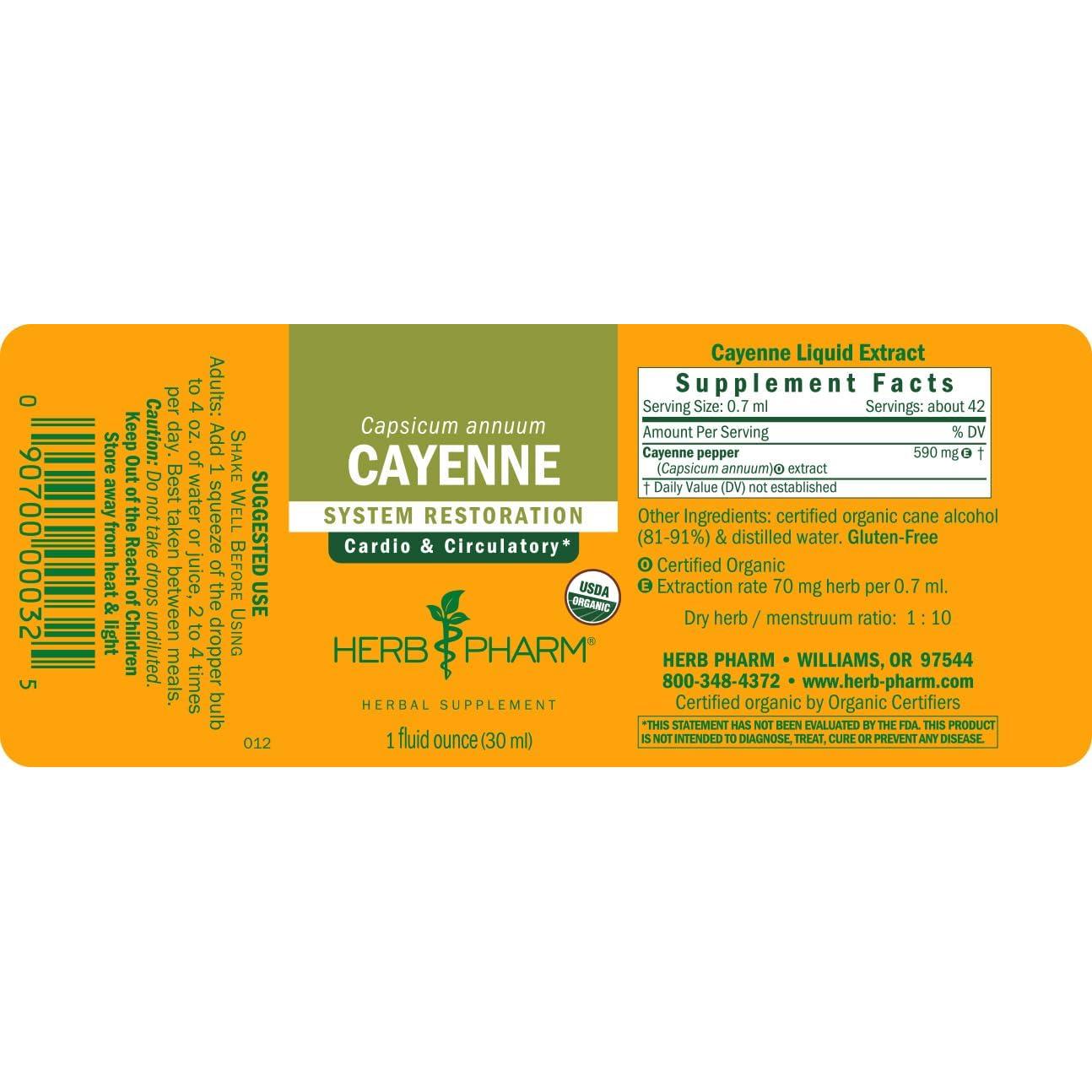 Extracto de Cayena Orgánico Herb Pharm 29.57 ml - Soporte Cardiovascular