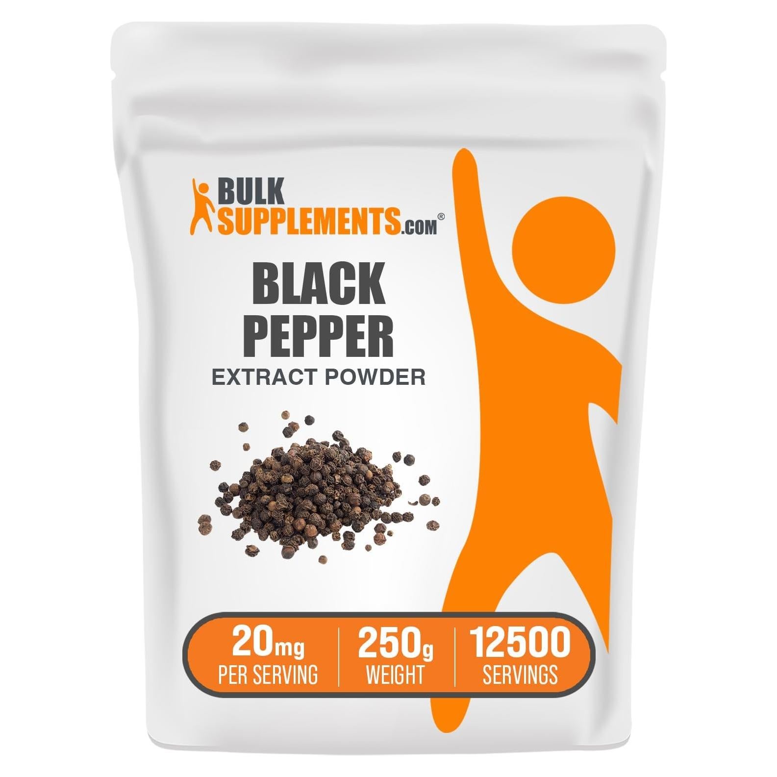 Polvo de Extracto de Pimienta Negra BulkSupplements 250g Vegano