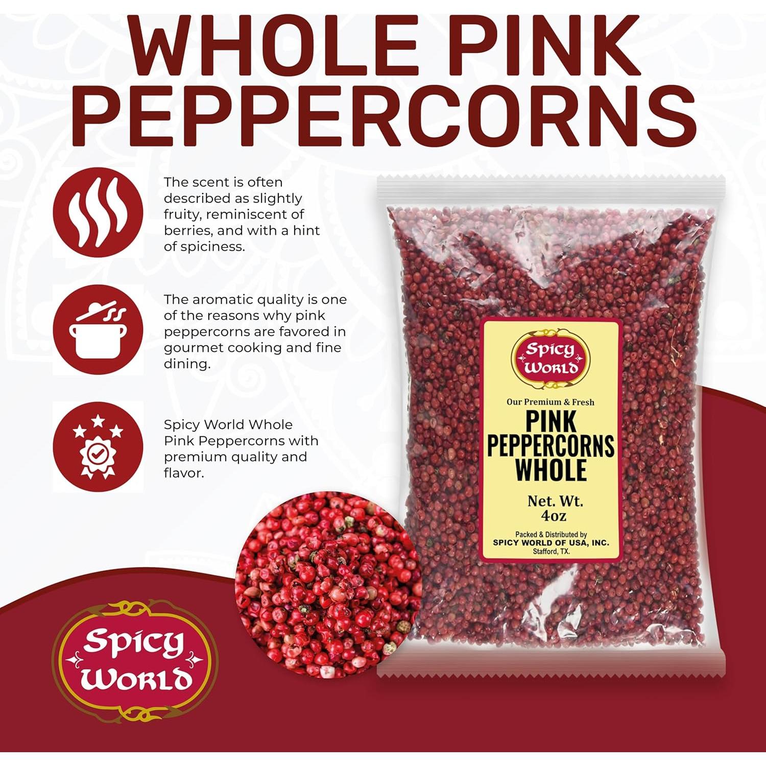 Pimienta Rosa Entera Spicy World 113g - Esterilizada, Vegana