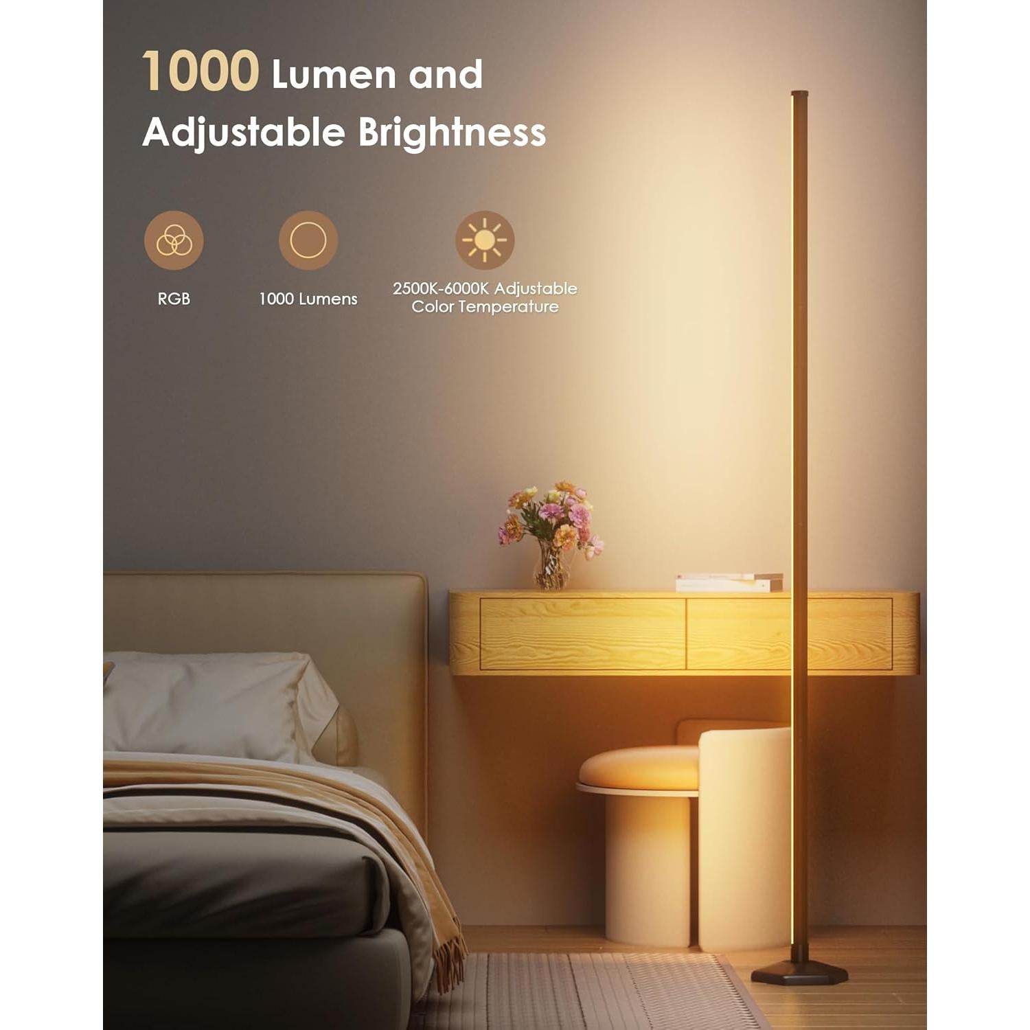 Lámpara de Piso LED CCACC 165cm RGB Control Remoto