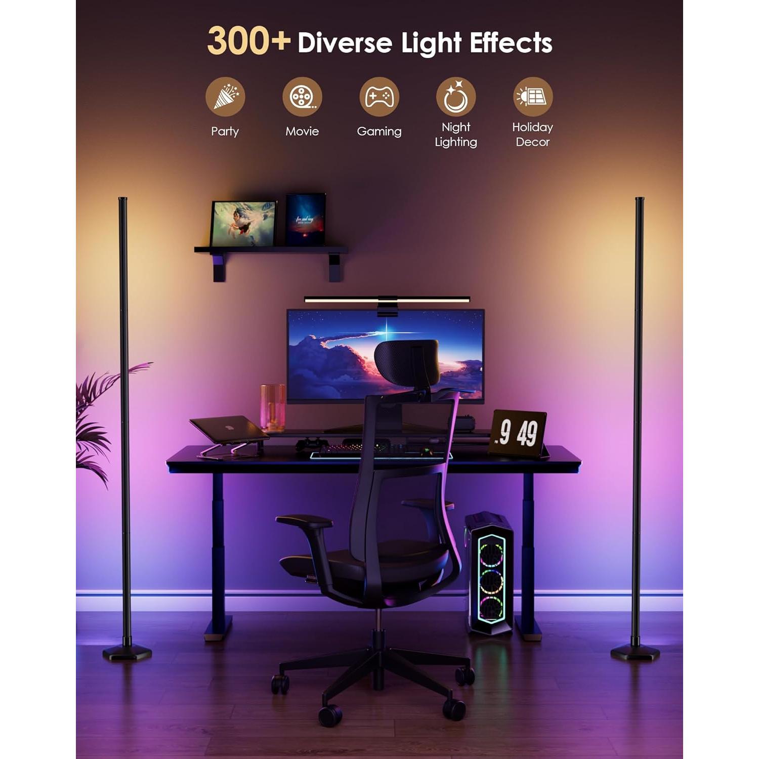 Lámpara de Piso LED CCACC 165cm RGB Control Remoto