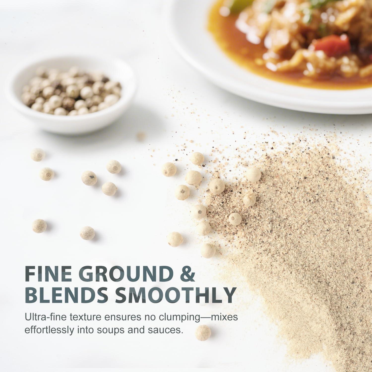 Pimienta Blanca Molida Soeos 510g, 100% Natural y Kosher