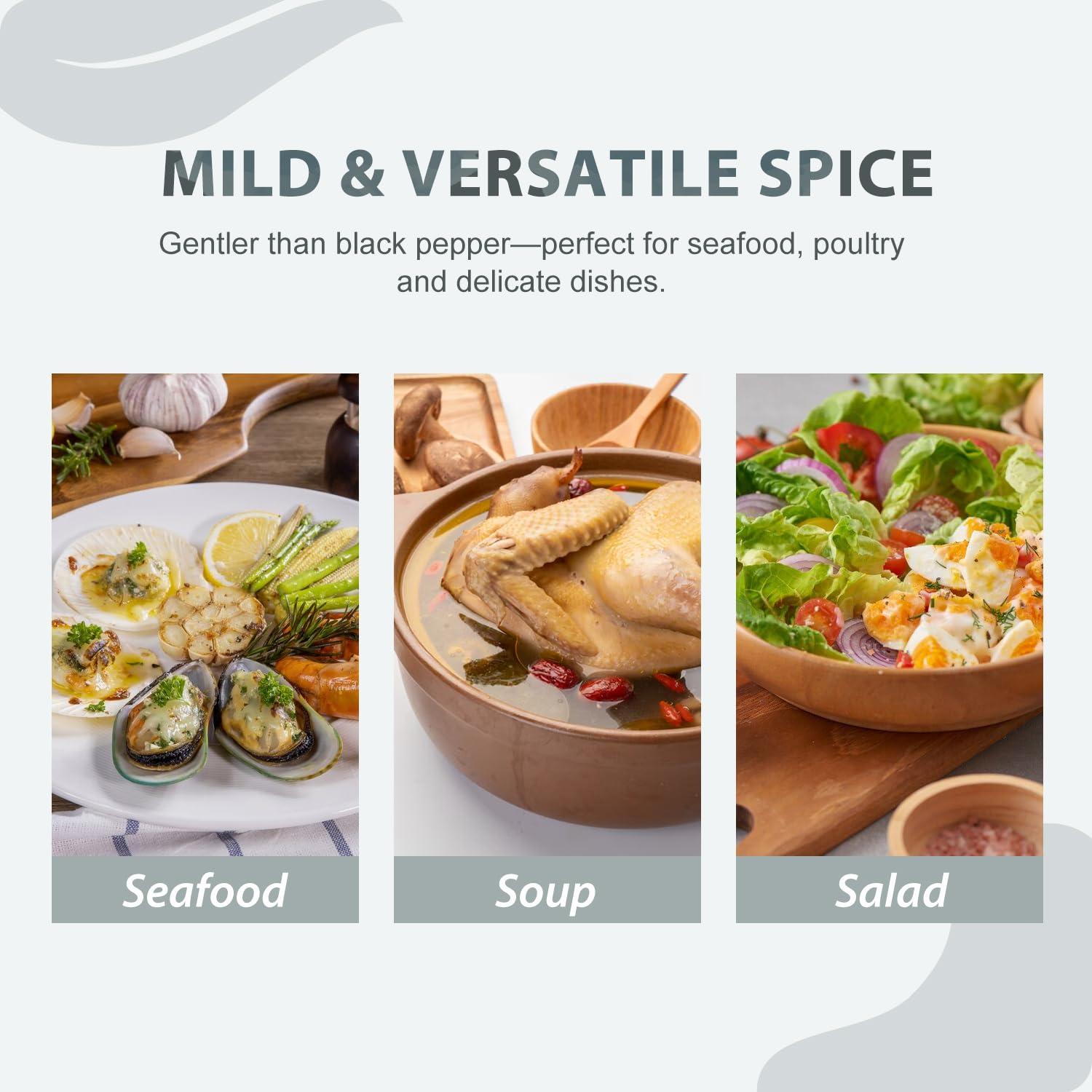 Pimienta Blanca Molida Soeos 510g, 100% Natural y Kosher