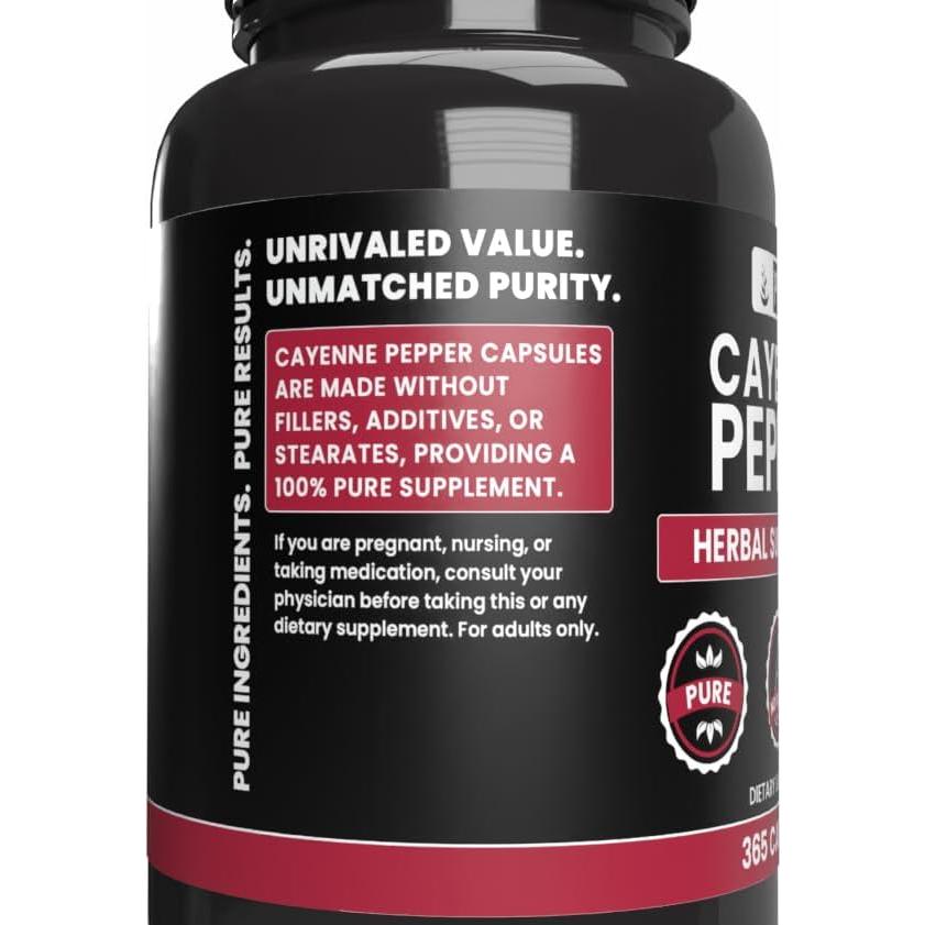 Cápsulas de Pimienta de Cayena Ingredientes Originales 365 Unidades