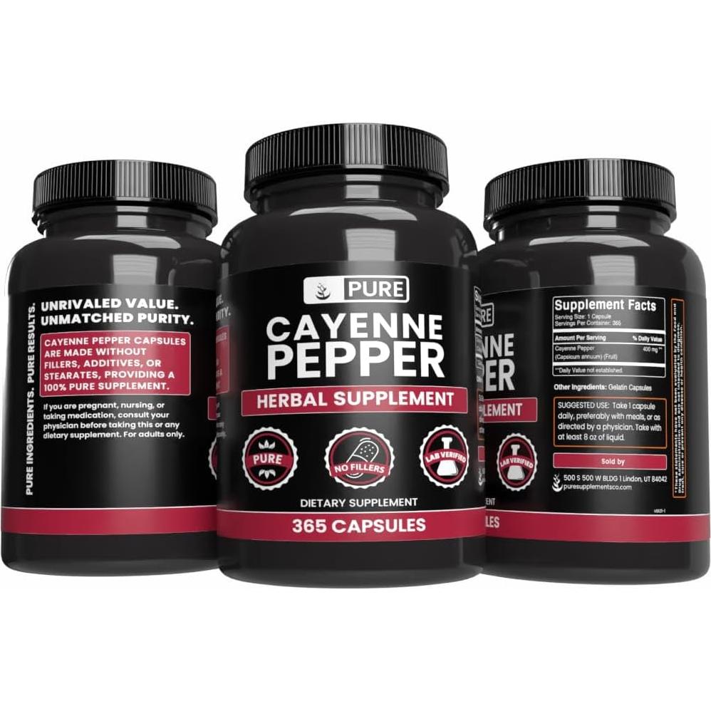 Cápsulas de Pimienta de Cayena Ingredientes Originales 365 Unidades