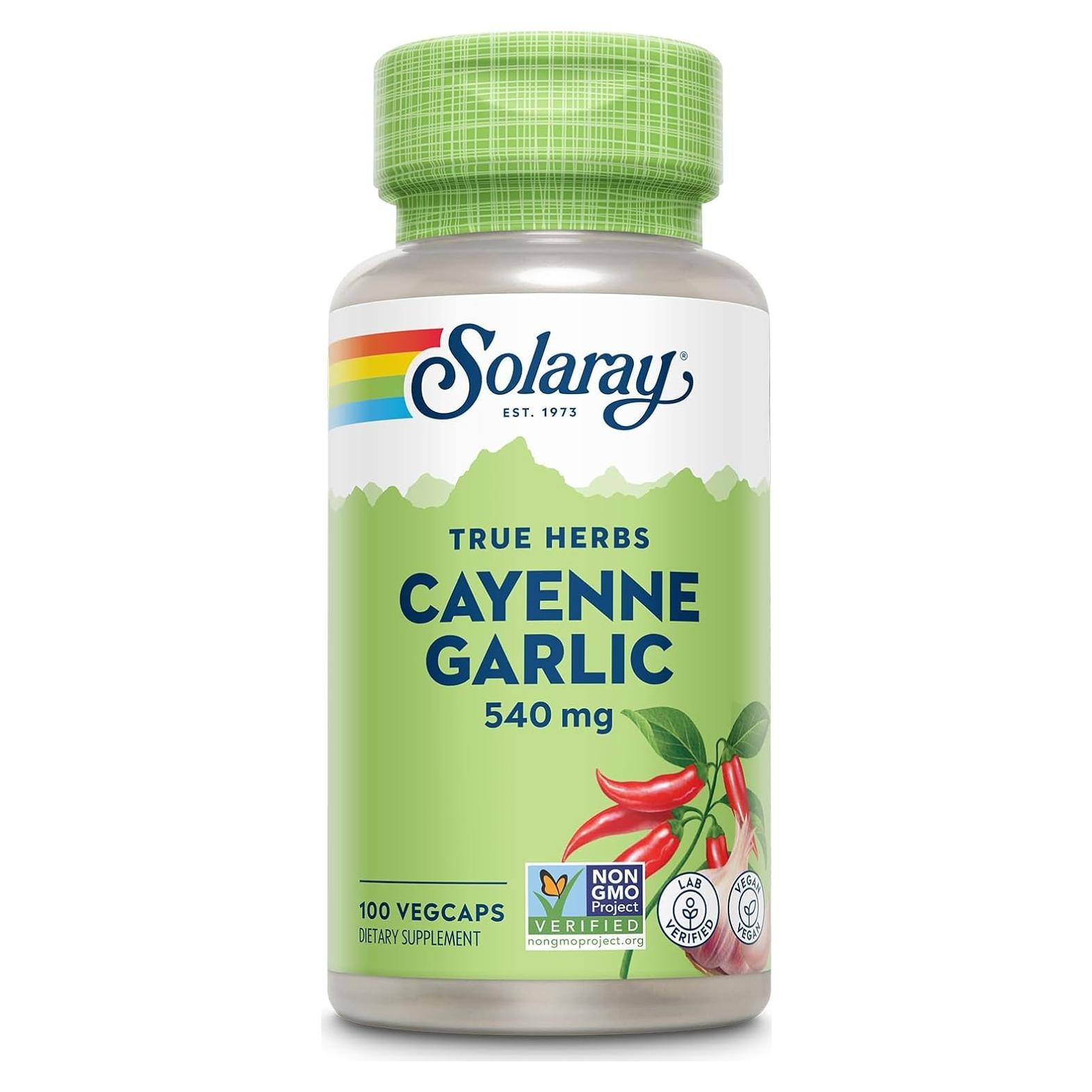 Suplemento Solaray Cayena Ajo 540 mg - 100 VegCaps