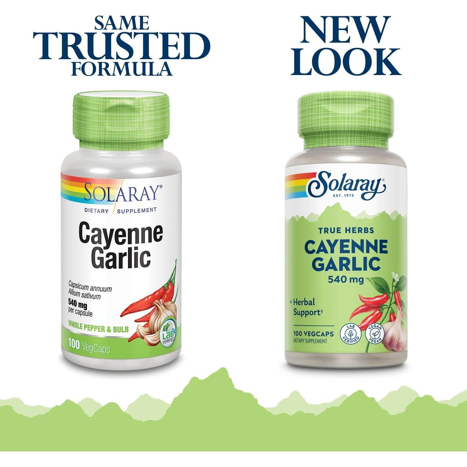 Suplemento Solaray Cayena Ajo 540 mg - 100 VegCaps