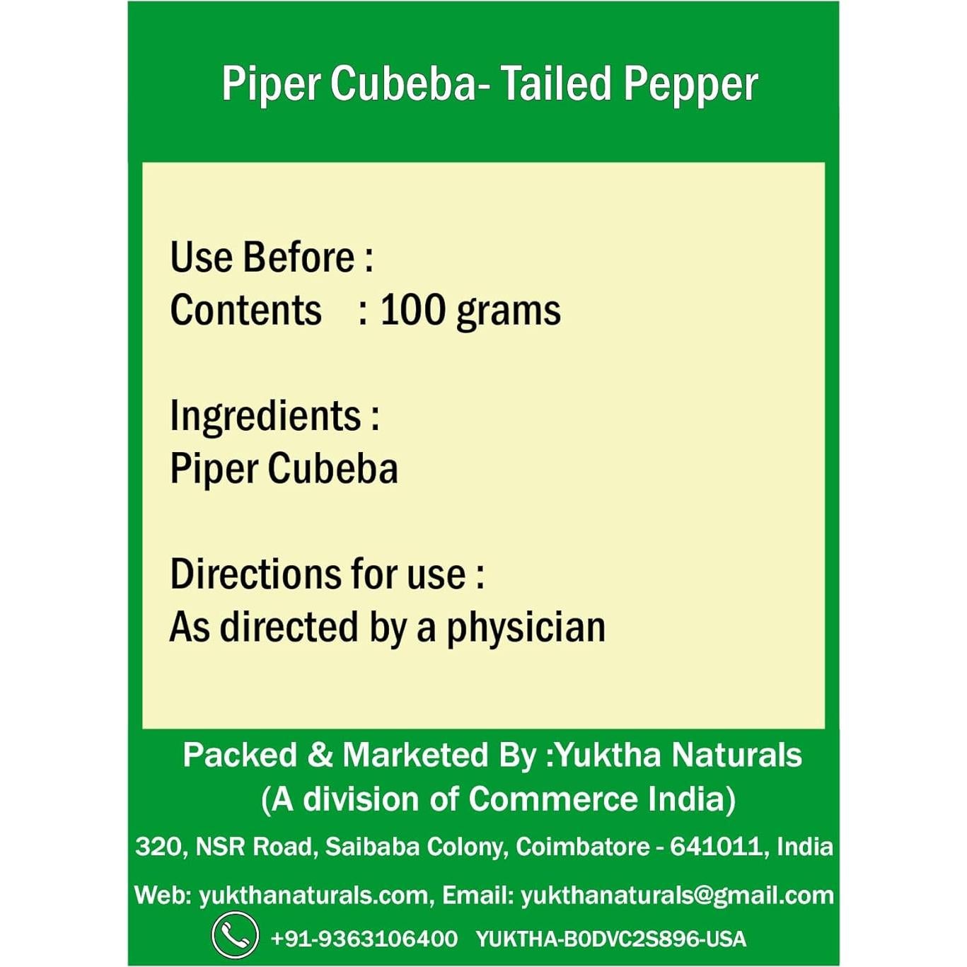 Pimienta Cubeba Entera Yuktha Naturals 100g - Vaal Milagu