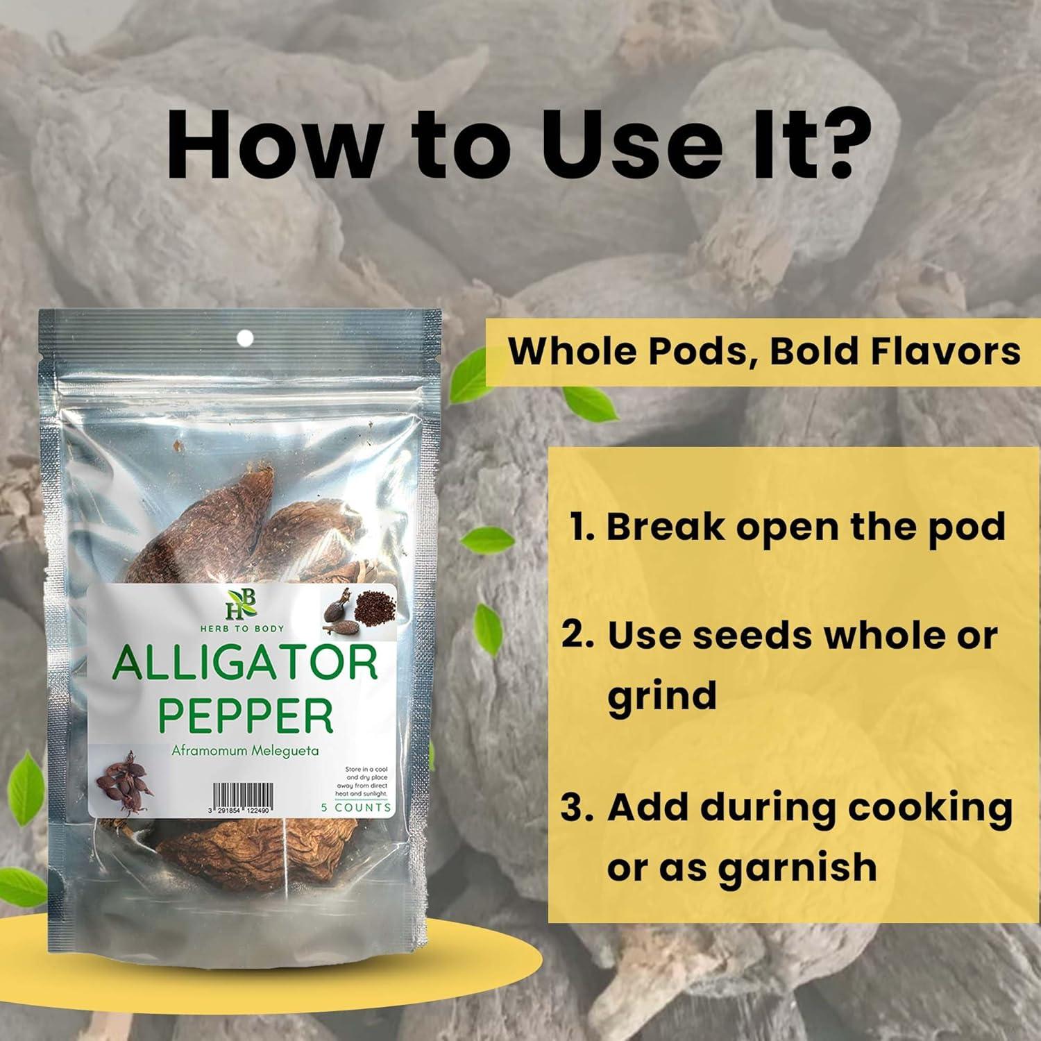 Pimienta de Cocodrilo Herb To Body - 5 Vainas Premium de Nigeria