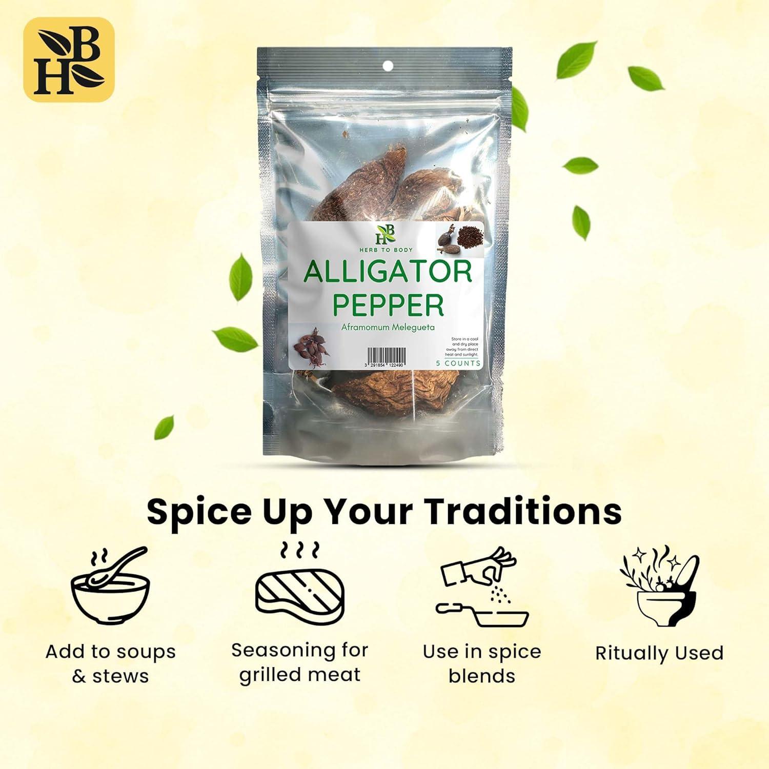 Pimienta de Cocodrilo Herb To Body - 5 Vainas Premium de Nigeria