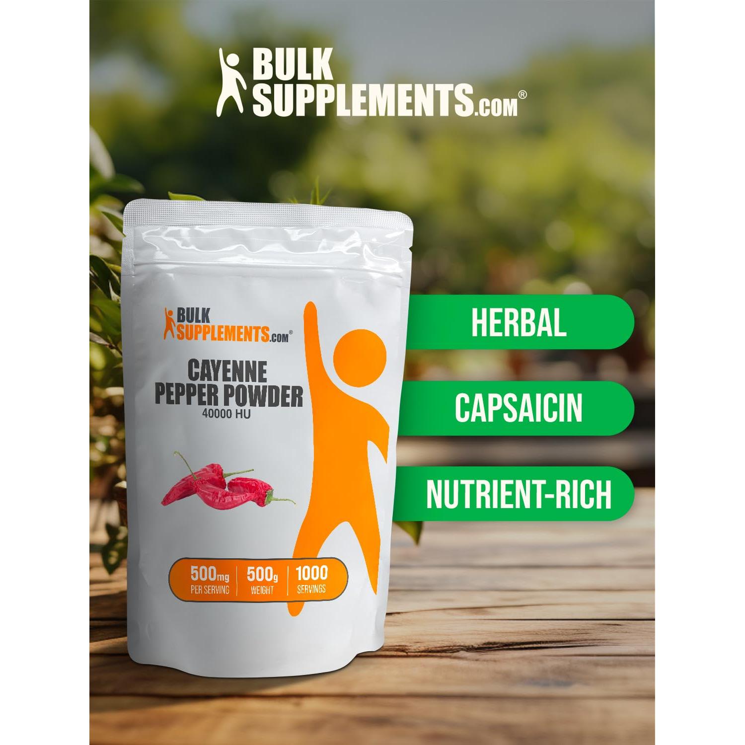 Pimiento de Cayena 40000 HU BulkSupplements 500g Vegano Sin Gluten