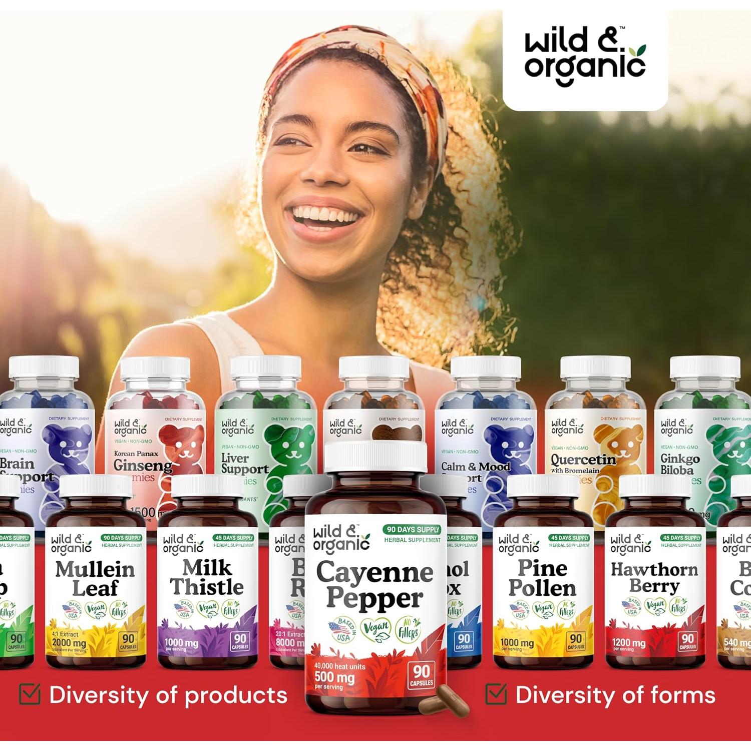 Cápsulas de Pimienta de Cayena Silvestre y Orgánica 500 mg - 90 Caps