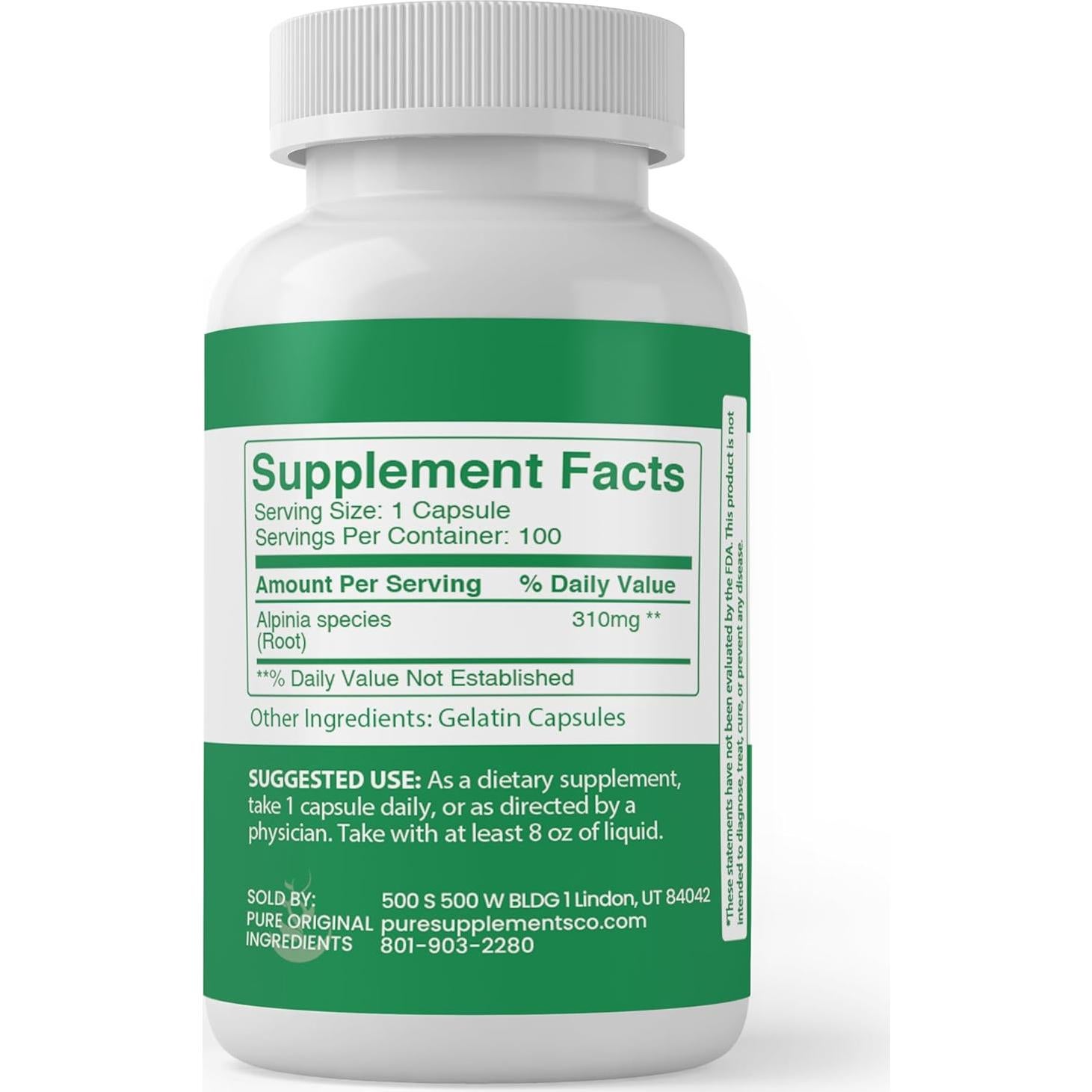 Cápsulas de Raíz de Galanga 100% Pura - Ingredientes Originales