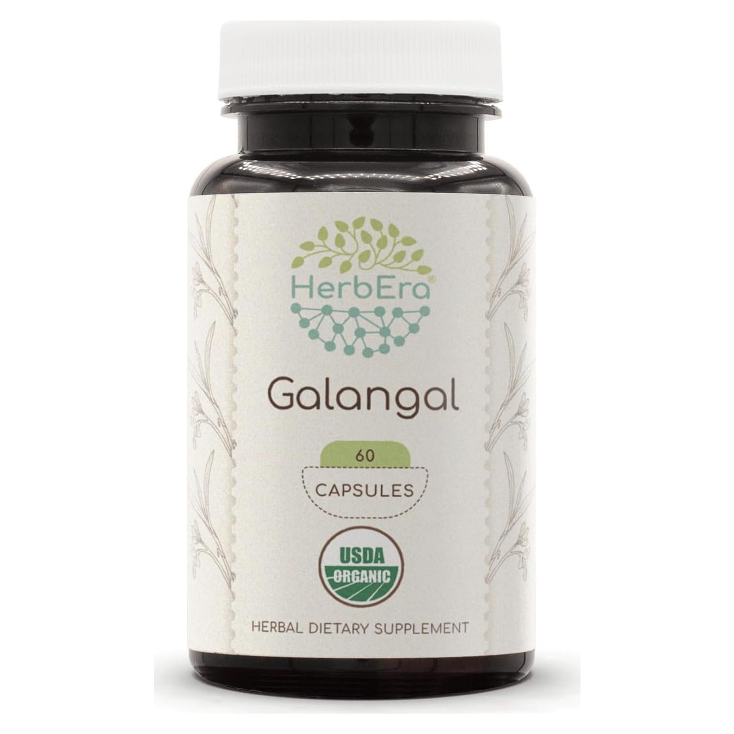 Cápsulas de Galangal Orgánico HerbEra 60 Unidades 500 mg