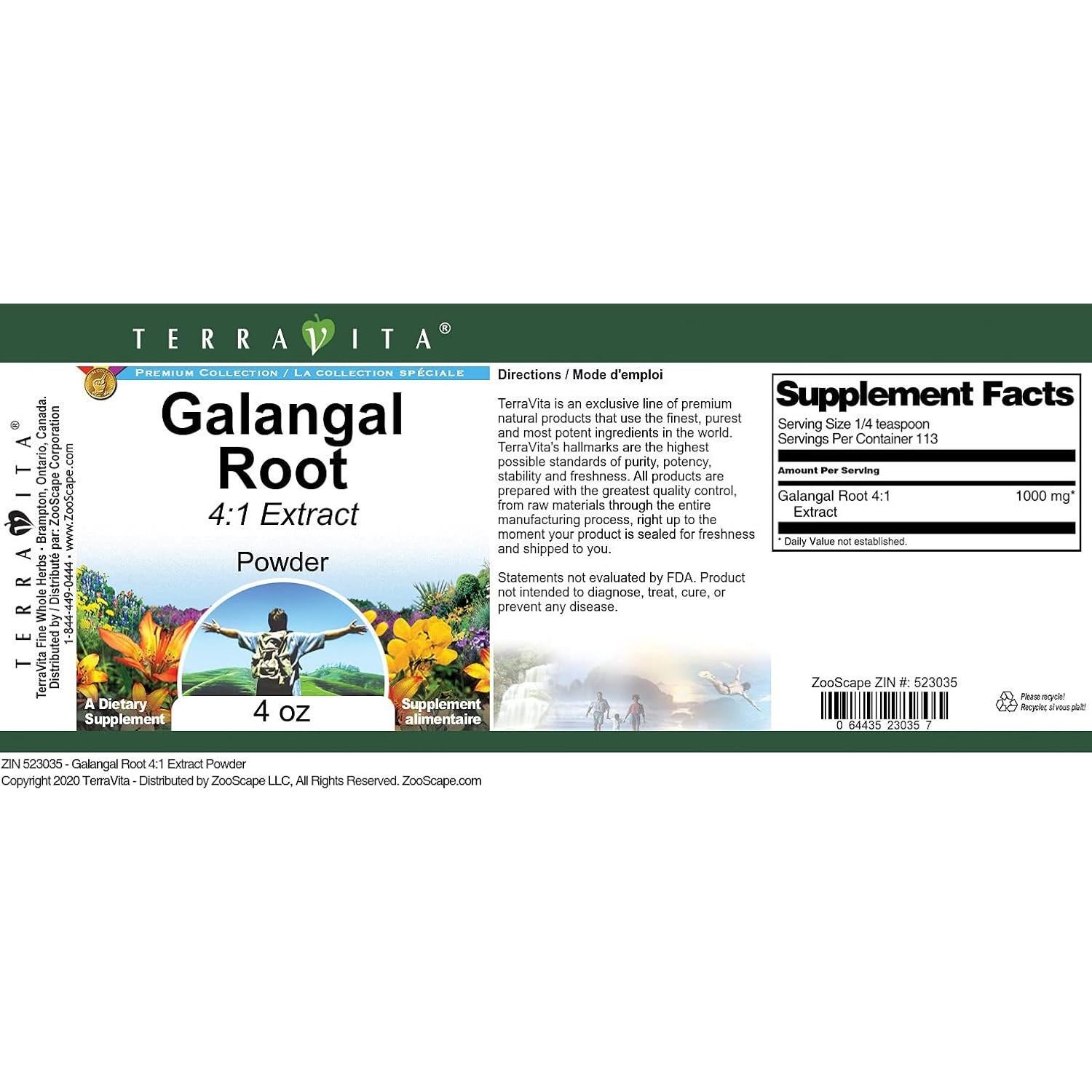 Extracto en polvo de raíz de galanga 4:1 TerraVita 113 g