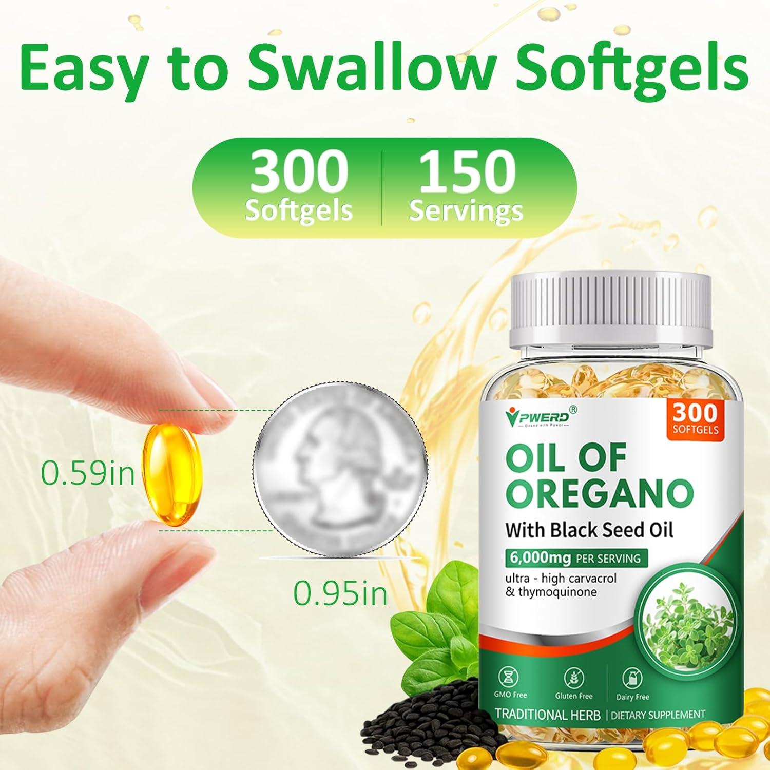 Cápsulas de Gel Suave PWERD Aceite de Orégano 300 Unidades