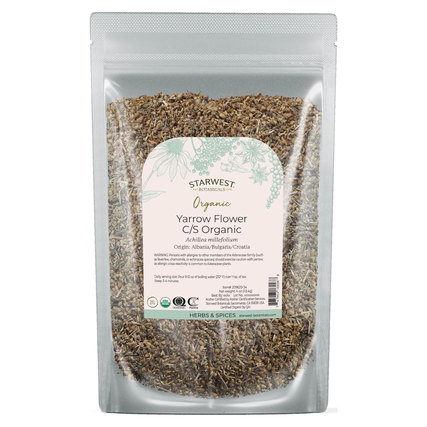 Flores de Yarrow Orgánicas Starwest Botanicals 113.4 g - Té y Bienestar