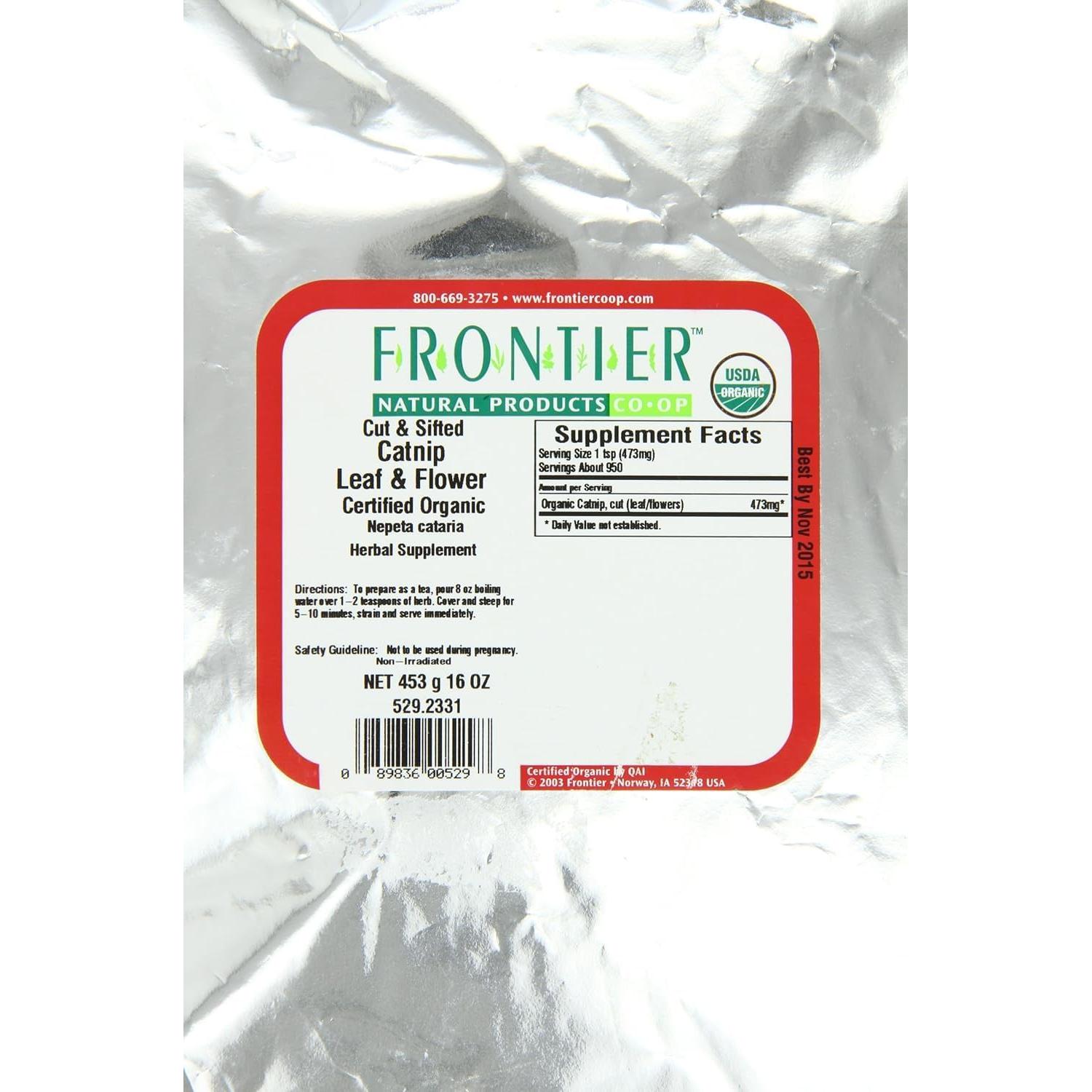 Catnip Orgánico Frontier Co-op 0.45 kg - Hierba Natural para Gatos