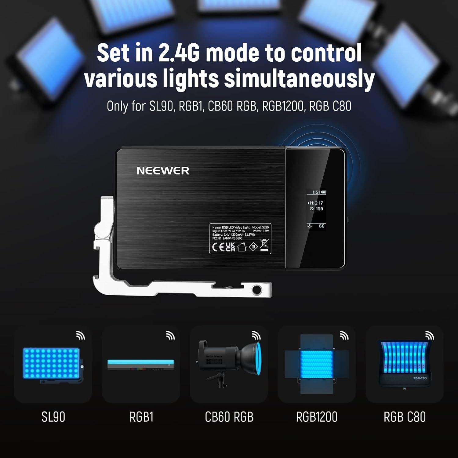 Luz de Video LED RGB NEEWER SL90 2500-10000K 4300mAh