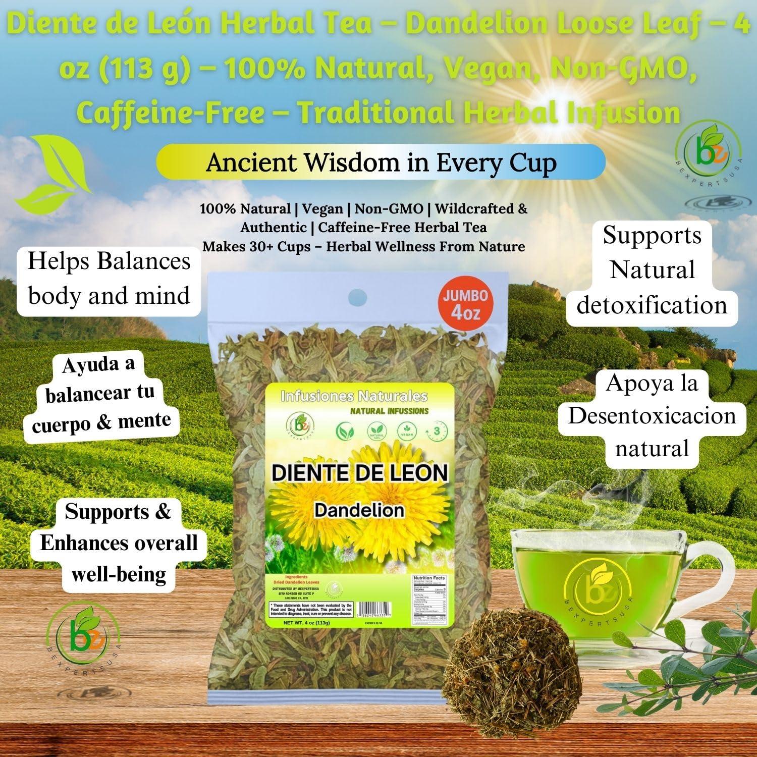 Té Herbal Diente de León BexpertsUSA 113 g 100% Natural Vegano