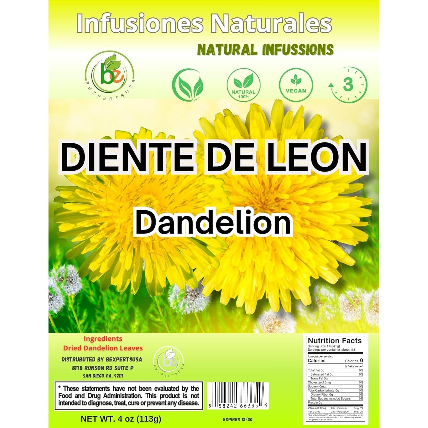 Té Herbal Diente de León BexpertsUSA 113 g 100% Natural Vegano