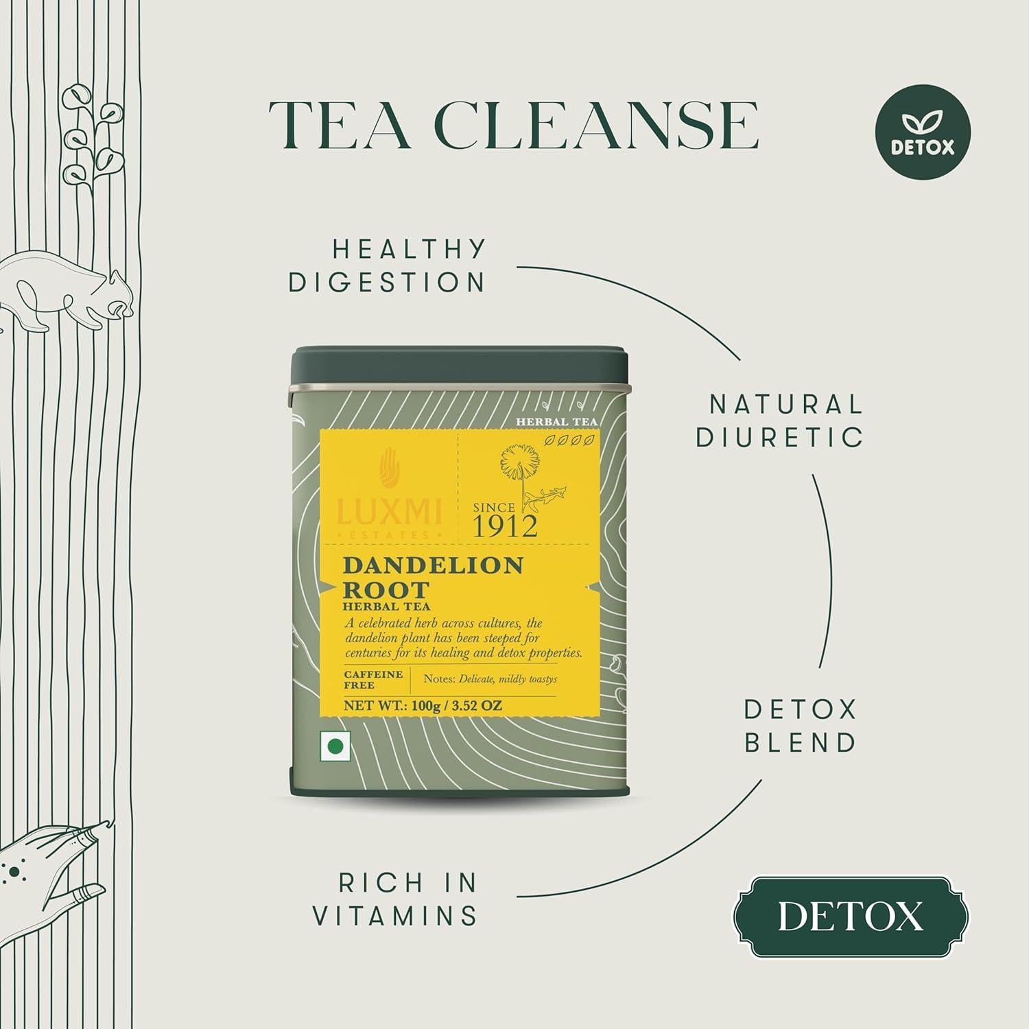 Té de Diente de León Orgánico Luxmi - 100g (50 Tazas) - Hoja Suelta