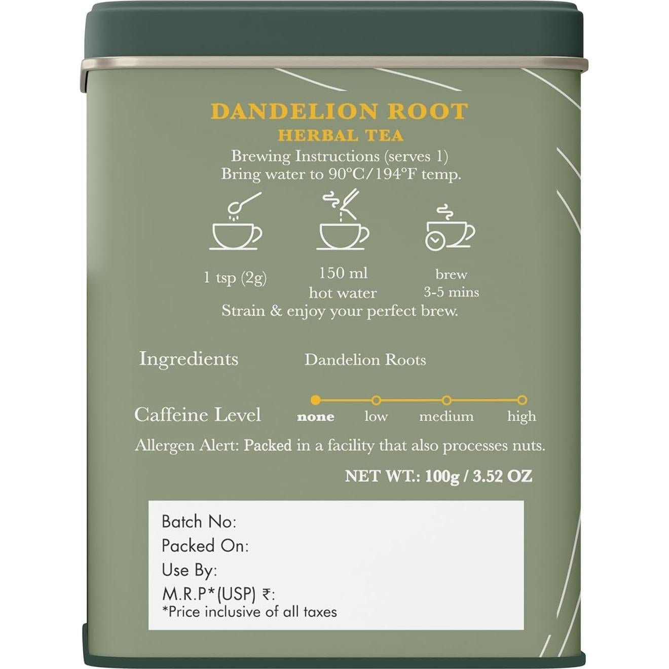 Té de Diente de León Orgánico Luxmi - 100g (50 Tazas) - Hoja Suelta