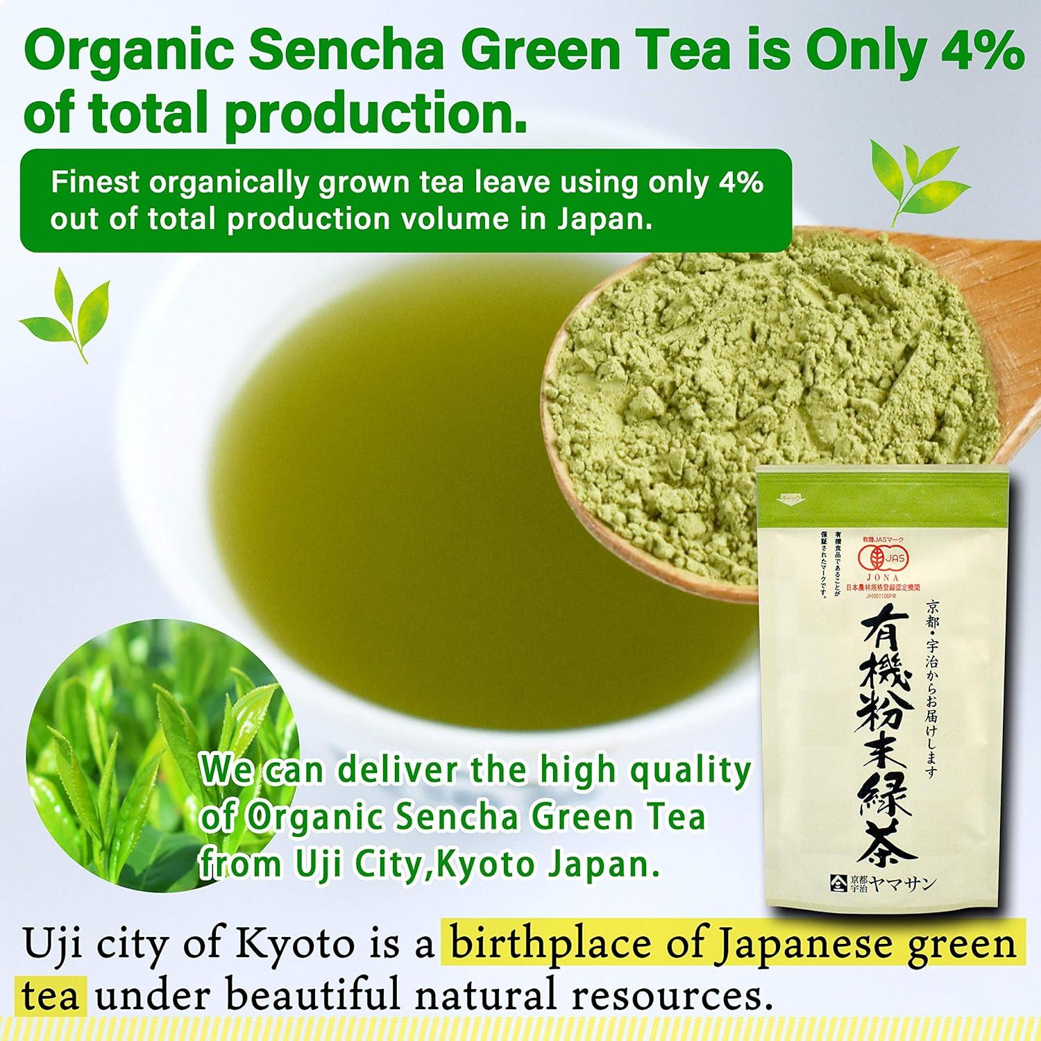 Polvo de té verde orgánico Yamasan Sencha 80g - Japón