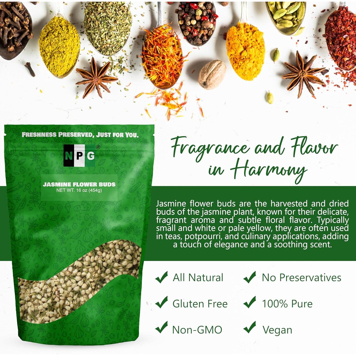 Té de Flores de Jazmín Secas NPG 453.6 g - Aromáticas Naturales