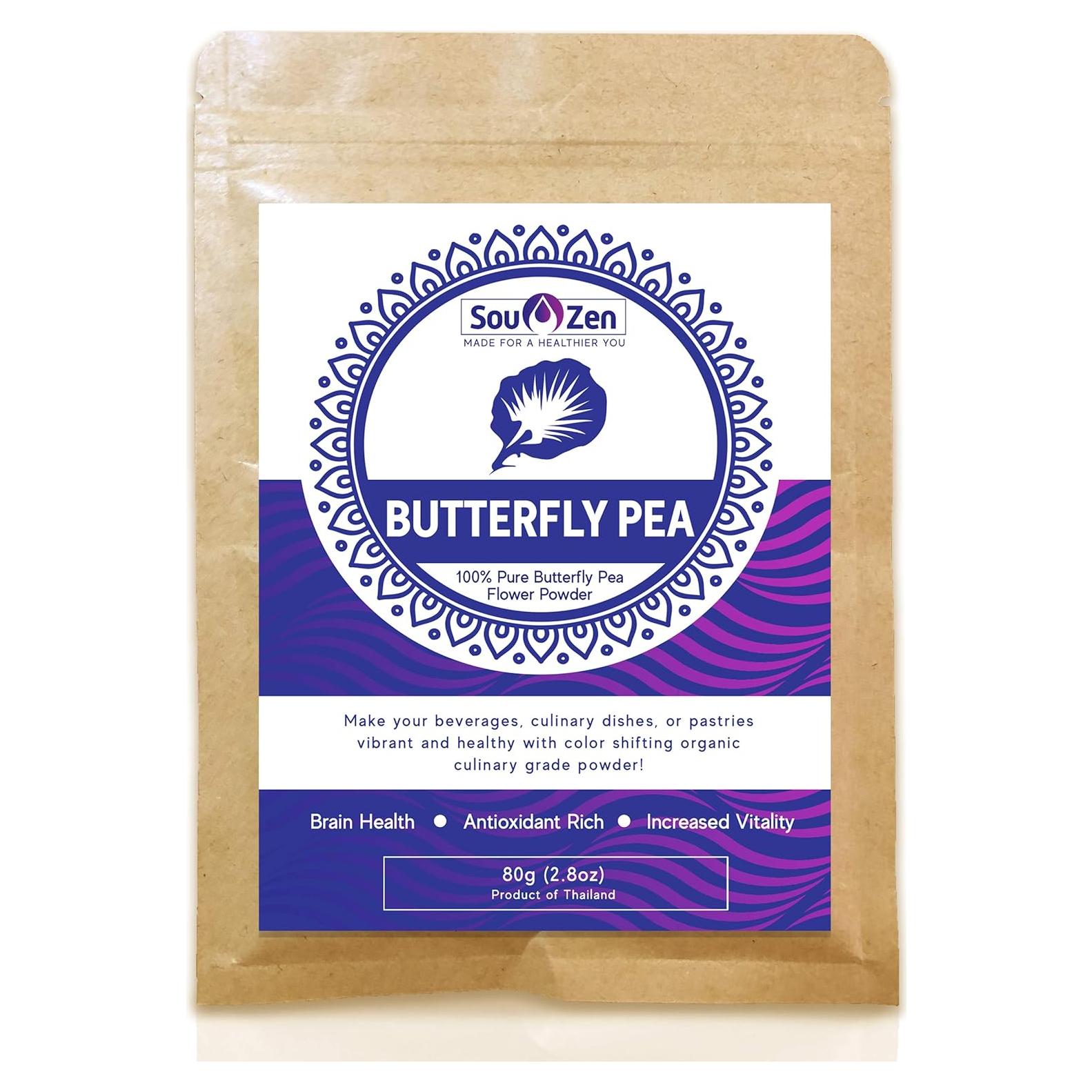 Polvo de Flor de Guisante Mariposa Azul Sou Zen 80g - Colorante Natural