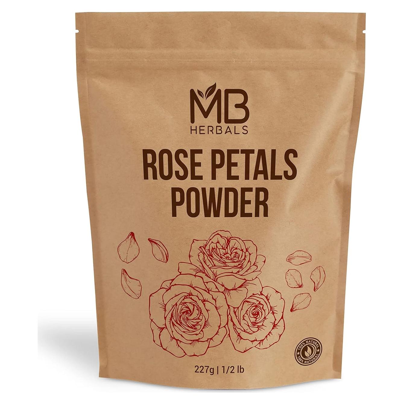 Polvo de Pétalos de Rosa MB Herbals 227g - 100% Puro y Natural
