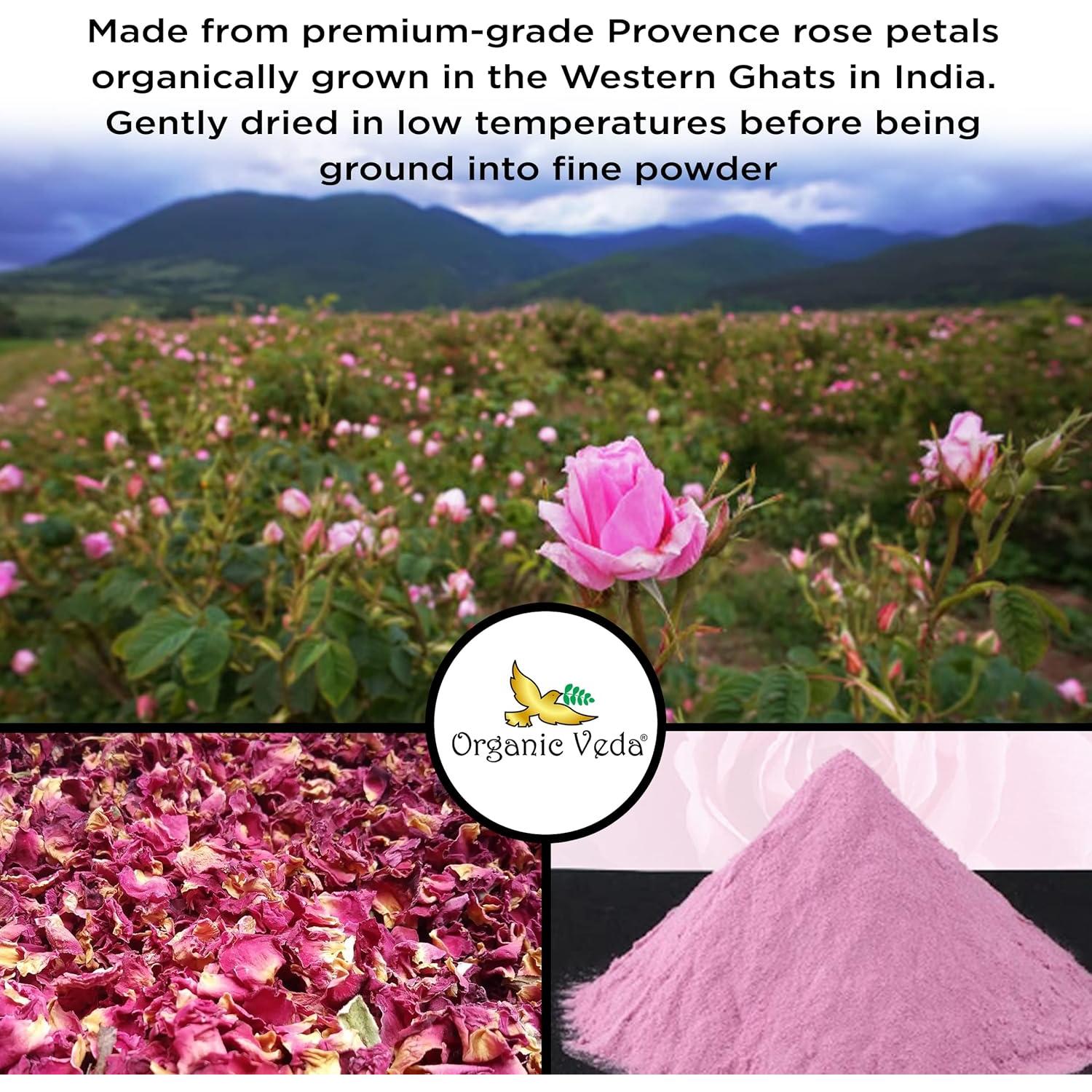 Polvo de Pétalos de Rosa Orgánico Veda 454g - Comestible y Natural